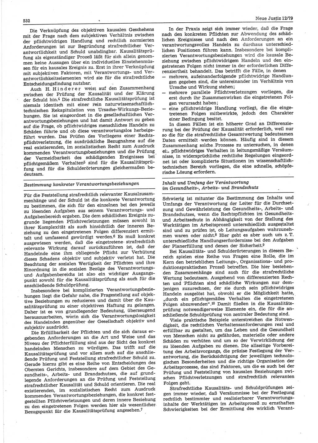 Neue Justiz (NJ), Zeitschrift für sozialistisches Recht und Gesetzlichkeit [Deutsche Demokratische Republik (DDR)], 33. Jahrgang 1979, Seite 532 (NJ DDR 1979, S. 532)