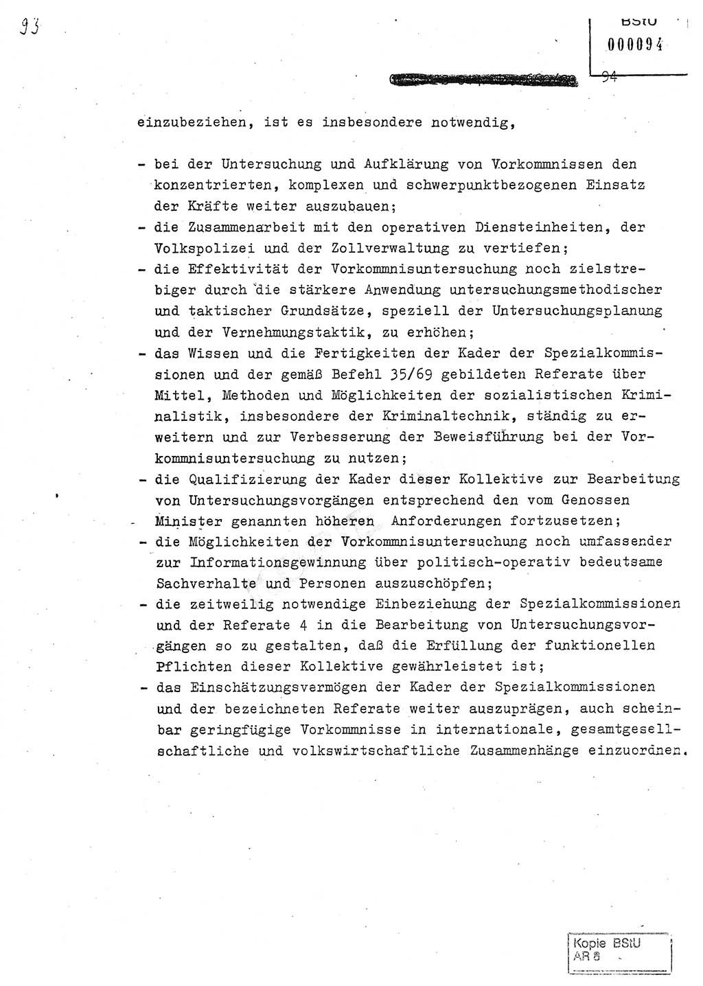 Jahresbericht der Hauptabteilung (HA) Ⅸ 1980, Analyse über die Entwicklung und die Wirksamkeit der politisch-operativen Arbeit der Linie Ⅸ in der Zeit vom 1. Januar 1980 bis 30. September 1980, Ministerium für Staatssicherheit (MfS) der Deutschen Demokratischen Republik (DDR), Hauptabteilung Ⅸ, Geheime Verschlußsache (GVS) 014-660/80, Berlin 1980, Seite 94 (Anal. MfS DDR HA Ⅸ GVS 014-660/80 1980, S. 94)