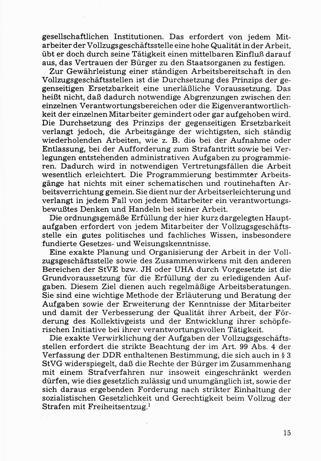 Verwaltungsmäßige Aufgaben beim Vollzug der Untersuchungshaft (U-Haft) sowie der Strafen mit Freiheitsentzug (SV) [Deutsche Demokratische Republik (DDR)] 1980, Seite 15 (Aufg. Vollz. U-Haft SV DDR 1980, S. 15)