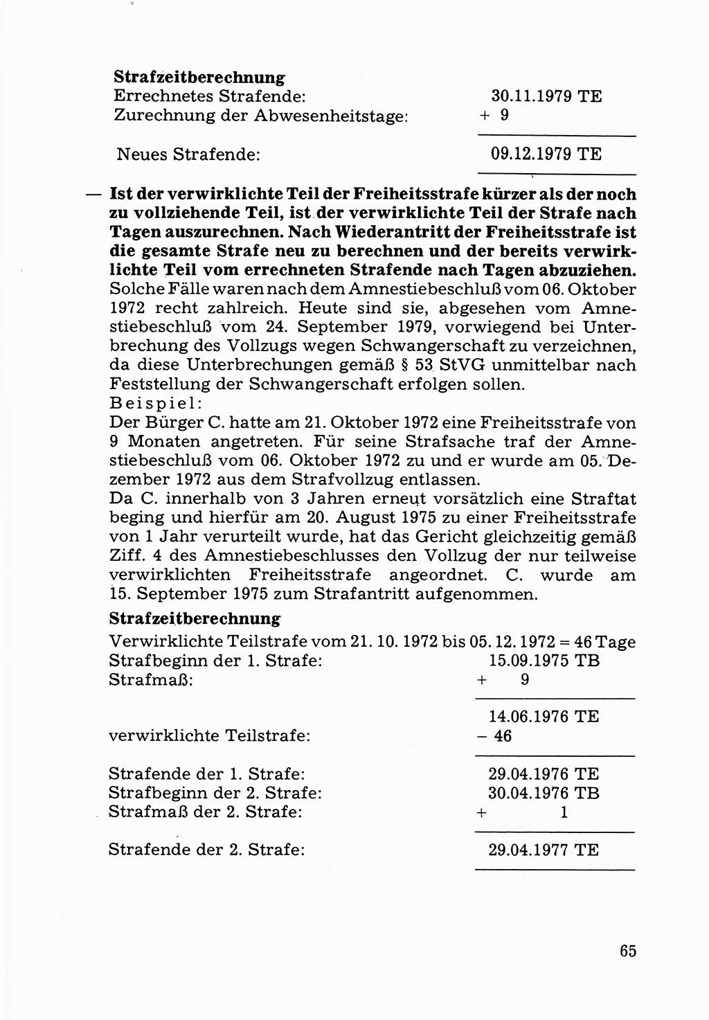 Verwaltungsmäßige Aufgaben beim Vollzug der Untersuchungshaft (U-Haft) sowie der Strafen mit Freiheitsentzug (SV) [Deutsche Demokratische Republik (DDR)] 1980, Seite 65 (Aufg. Vollz. U-Haft SV DDR 1980, S. 65)