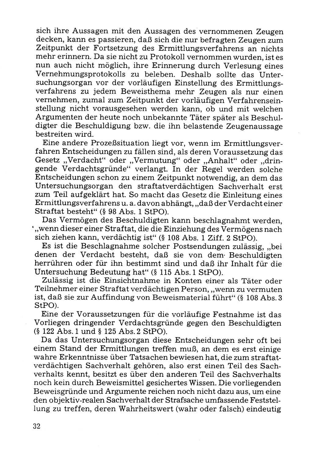 Grundfragen der Beweisführung im Ermittlungsverfahren [Deutsche Demokratische Republik (DDR)] 1980, Seite 32 (Bws.-Fhrg. EV DDR 1980, S. 32)