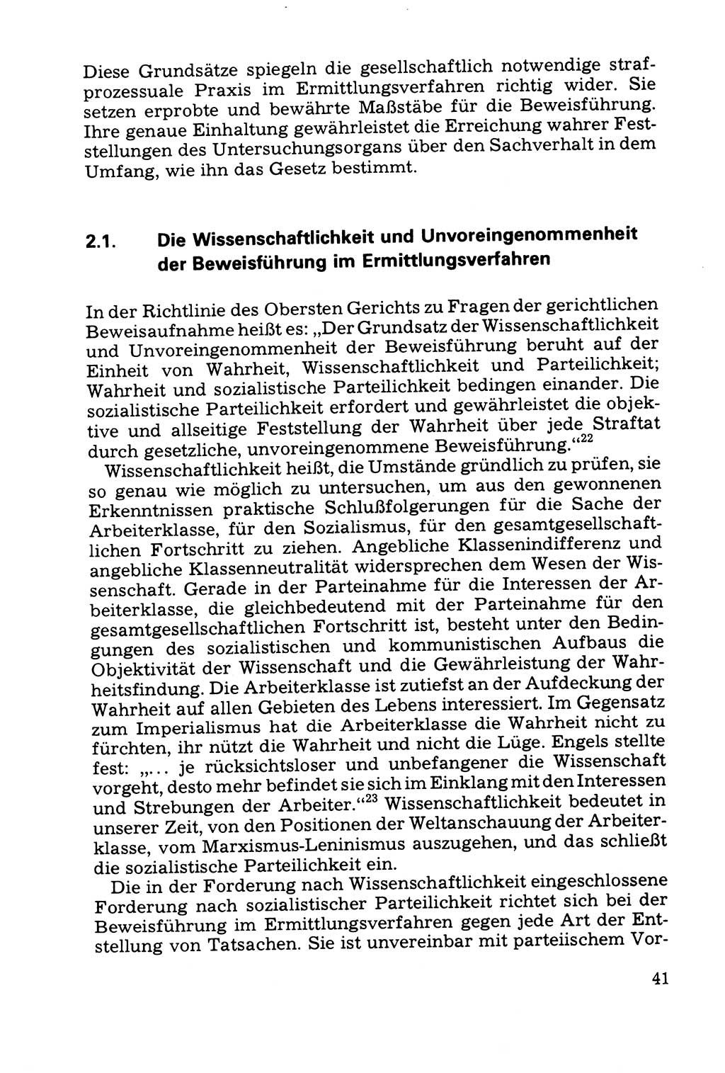 Grundfragen der Beweisführung im Ermittlungsverfahren [Deutsche Demokratische Republik (DDR)] 1980, Seite 41 (Bws.-Fhrg. EV DDR 1980, S. 41)