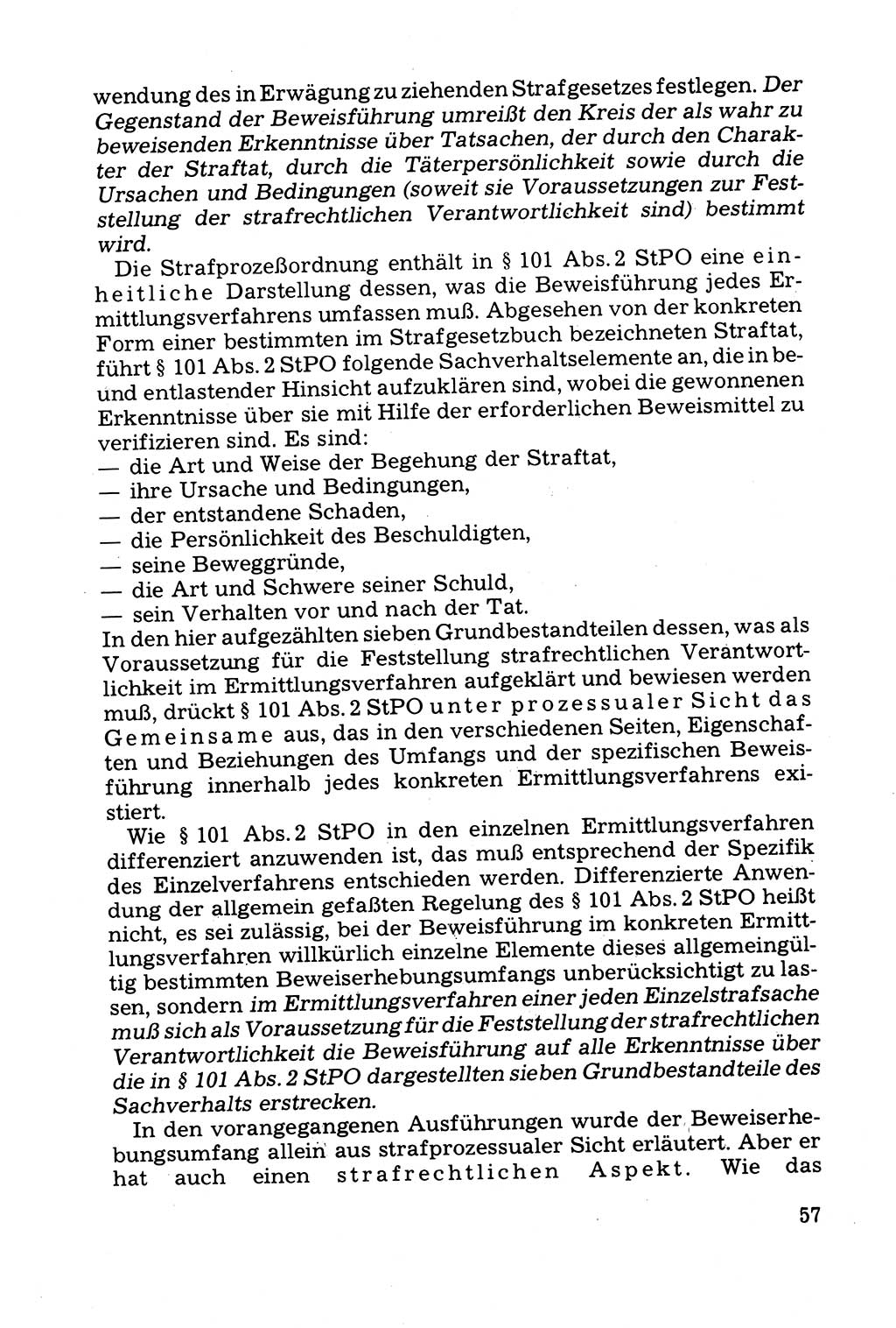 Grundfragen der Beweisführung im Ermittlungsverfahren [Deutsche Demokratische Republik (DDR)] 1980, Seite 57 (Bws.-Fhrg. EV DDR 1980, S. 57)