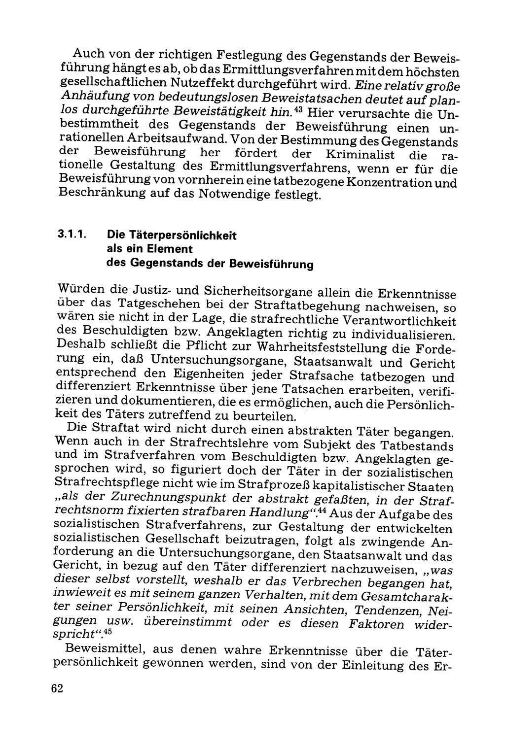 Grundfragen der Beweisführung im Ermittlungsverfahren [Deutsche Demokratische Republik (DDR)] 1980, Seite 62 (Bws.-Fhrg. EV DDR 1980, S. 62)