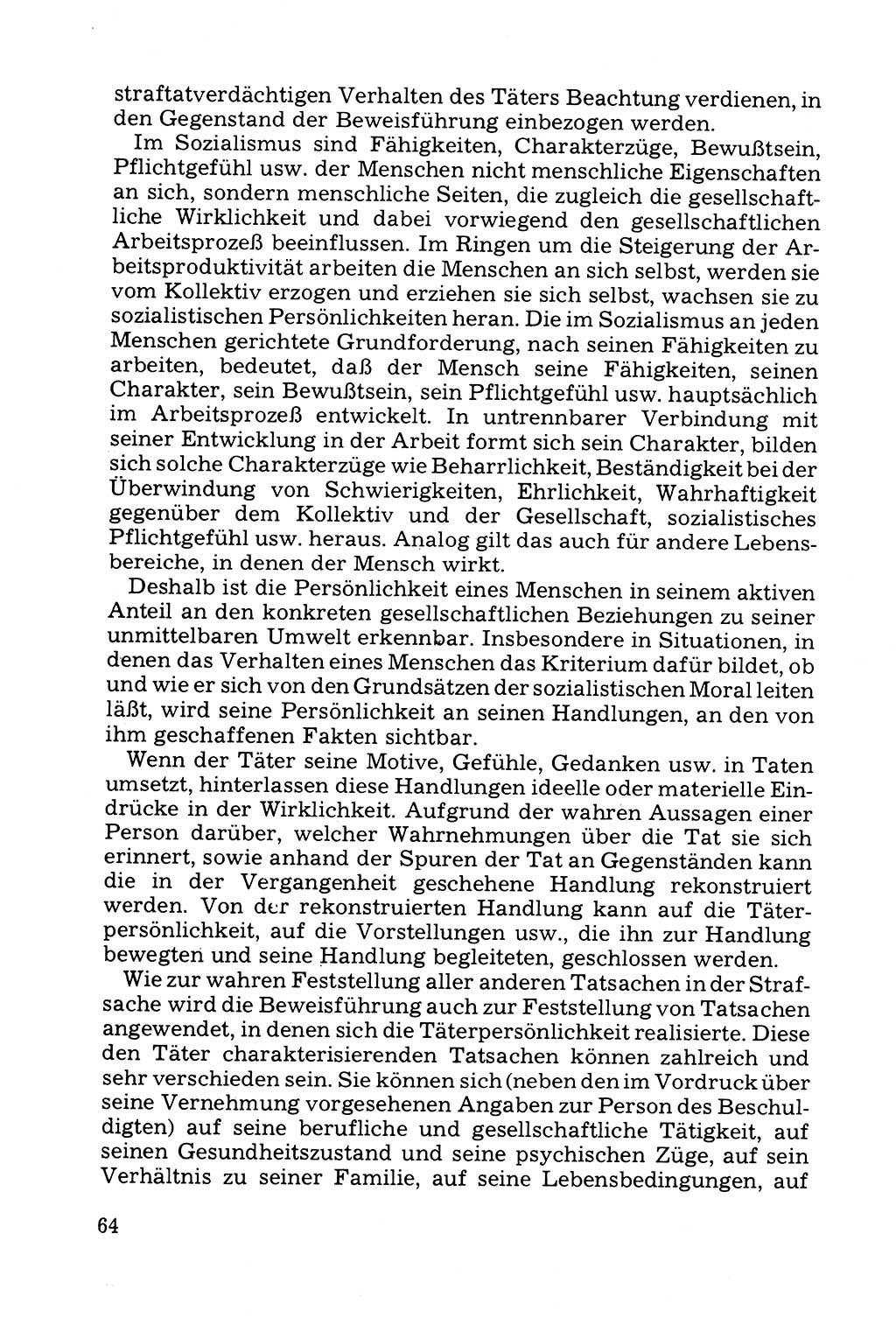 Grundfragen der Beweisführung im Ermittlungsverfahren [Deutsche Demokratische Republik (DDR)] 1980, Seite 64 (Bws.-Fhrg. EV DDR 1980, S. 64)