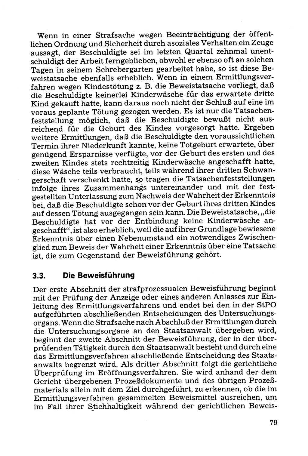 Grundfragen der Beweisführung im Ermittlungsverfahren [Deutsche Demokratische Republik (DDR)] 1980, Seite 79 (Bws.-Fhrg. EV DDR 1980, S. 79)