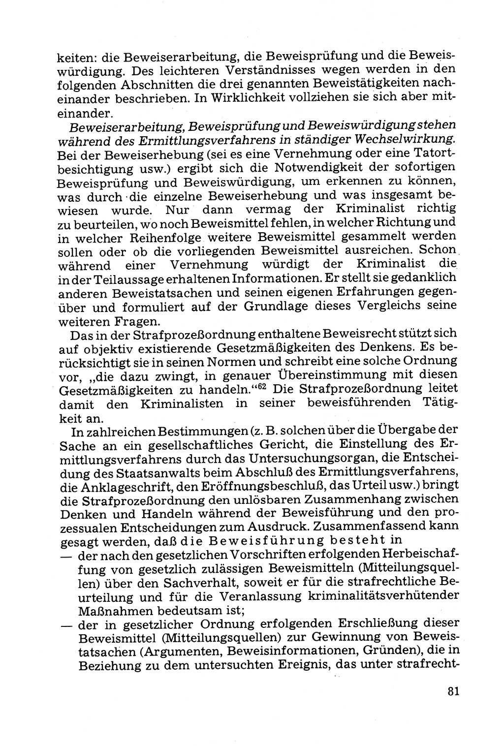 Grundfragen der Beweisführung im Ermittlungsverfahren [Deutsche Demokratische Republik (DDR)] 1980, Seite 81 (Bws.-Fhrg. EV DDR 1980, S. 81)