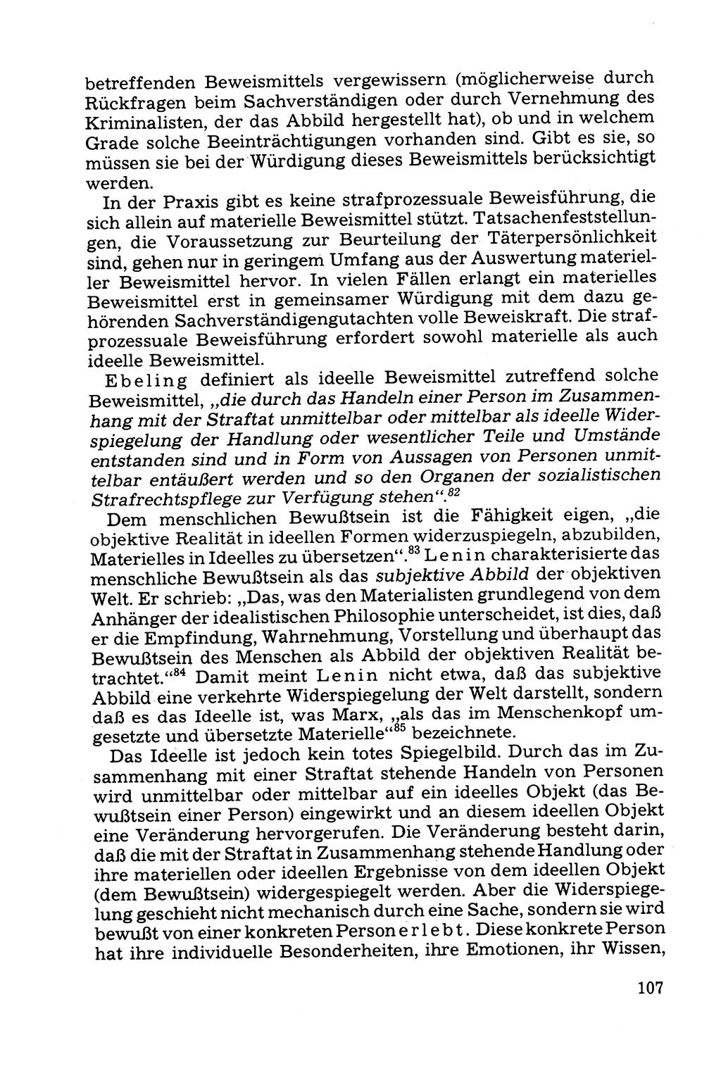 Grundfragen der Beweisführung im Ermittlungsverfahren [Deutsche Demokratische Republik (DDR)] 1980, Seite 107 (Bws.-Fhrg. EV DDR 1980, S. 107)