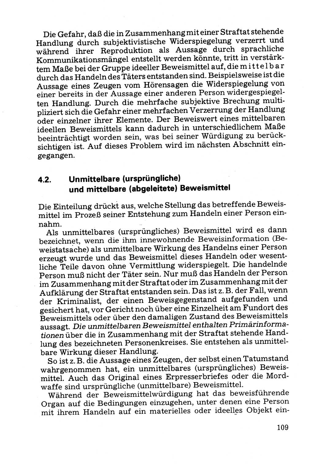 Grundfragen der Beweisführung im Ermittlungsverfahren [Deutsche Demokratische Republik (DDR)] 1980, Seite 109 (Bws.-Fhrg. EV DDR 1980, S. 109)