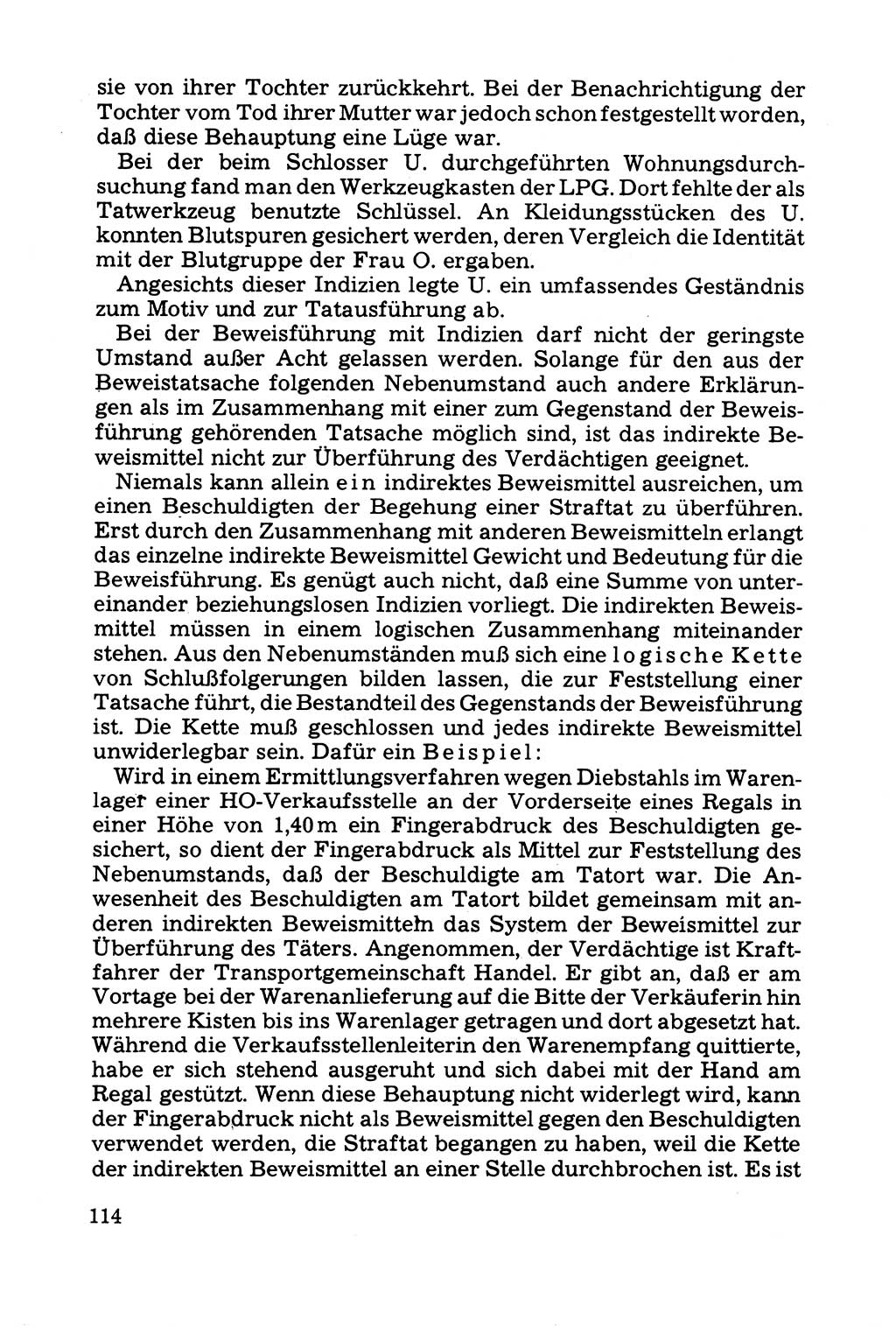 Grundfragen der Beweisführung im Ermittlungsverfahren [Deutsche Demokratische Republik (DDR)] 1980, Seite 114 (Bws.-Fhrg. EV DDR 1980, S. 114)