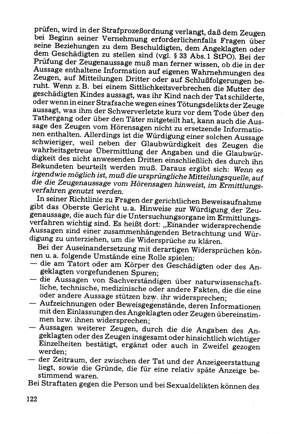 Grundfragen der Beweisführung im Ermittlungsverfahren [Deutsche Demokratische Republik (DDR)] 1980, Seite 122 (Bws.-Fhrg. EV DDR 1980, S. 122)