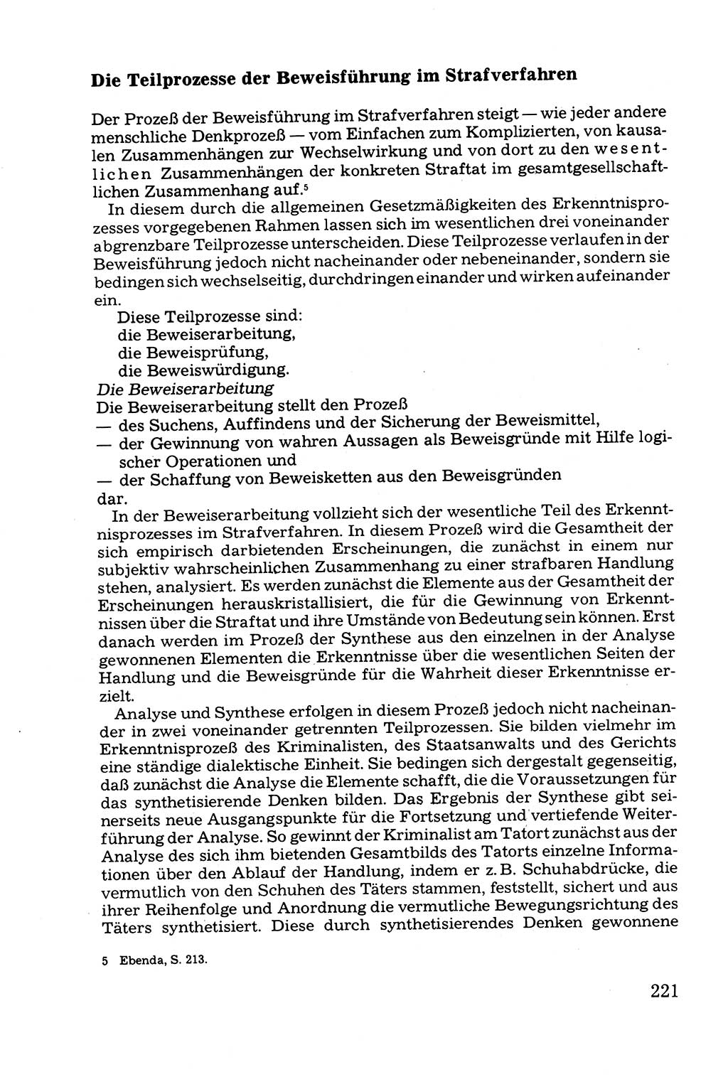 Grundfragen der BeweisfÃ¼hrung im Ermittlungsverfahren [Deutsche Demokratische Republik (DDR)] 1980, Seite 221 (Bws.-Fhrg. EV DDR 1980, S. 221)