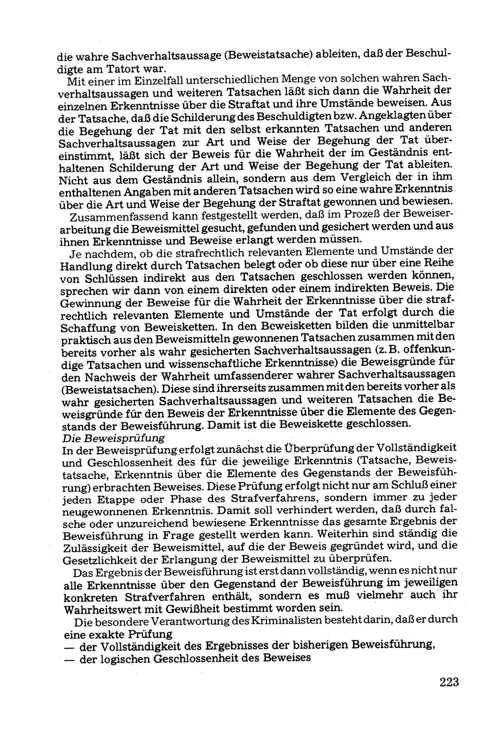 Grundfragen der Beweisführung im Ermittlungsverfahren [Deutsche Demokratische Republik (DDR)] 1980, Seite 223 (Bws.-Fhrg. EV DDR 1980, S. 223)