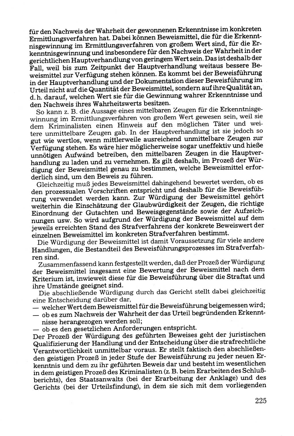 Grundfragen der Beweisführung im Ermittlungsverfahren [Deutsche Demokratische Republik (DDR)] 1980, Seite 225 (Bws.-Fhrg. EV DDR 1980, S. 225)