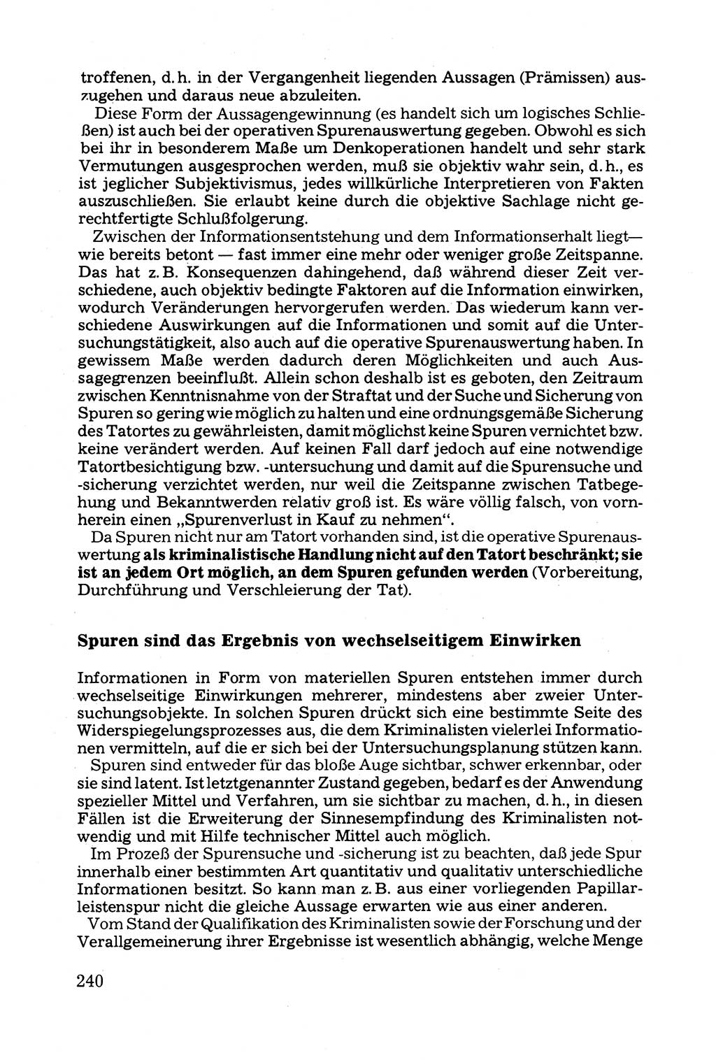 Grundfragen der Beweisführung im Ermittlungsverfahren [Deutsche Demokratische Republik (DDR)] 1980, Seite 240 (Bws.-Fhrg. EV DDR 1980, S. 240)