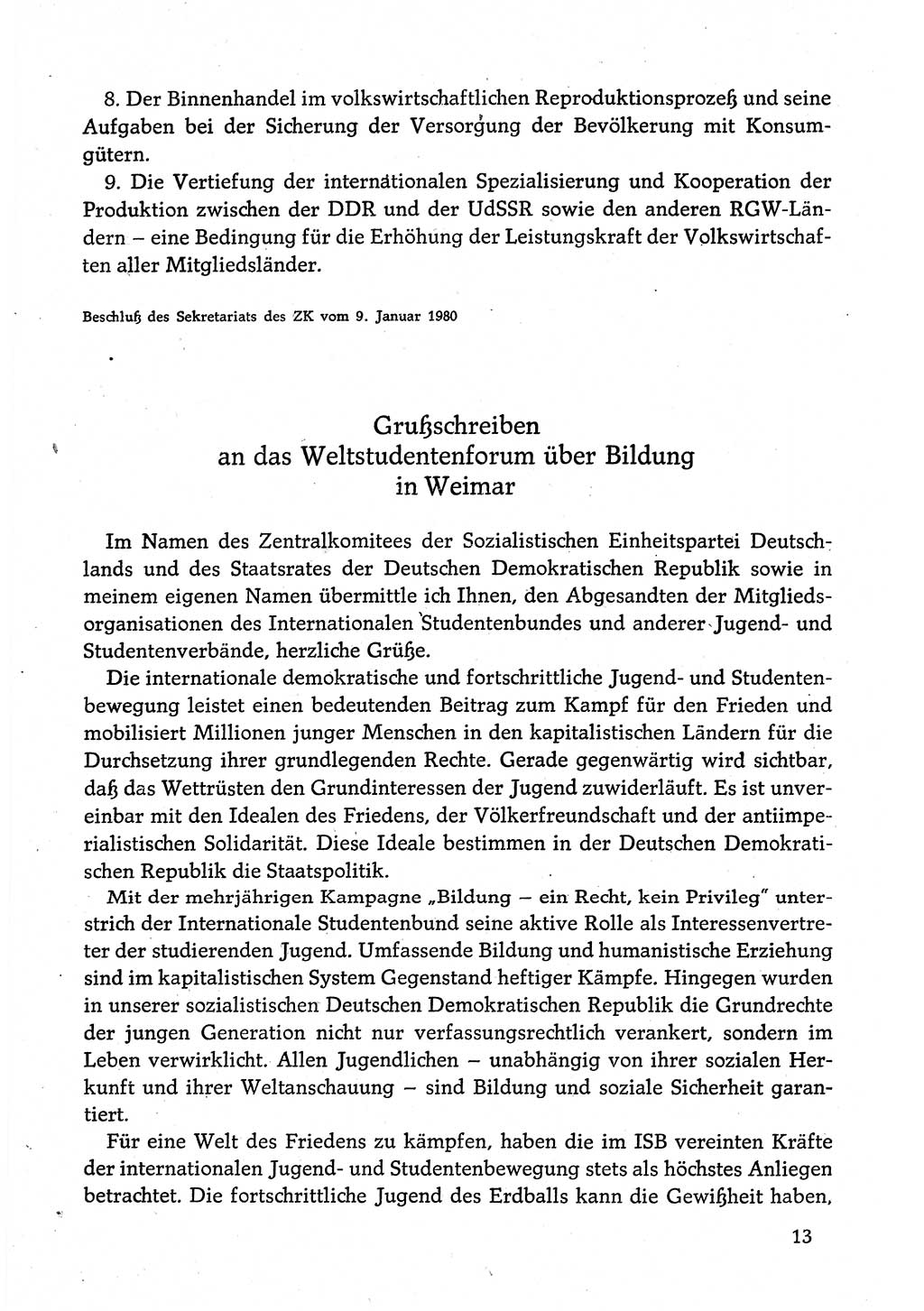 Dokumente der Sozialistischen Einheitspartei Deutschlands (SED) [Deutsche Demokratische Republik (DDR)] 1980-1981, Seite 13 (Dok. SED DDR 1980-1981, S. 13)