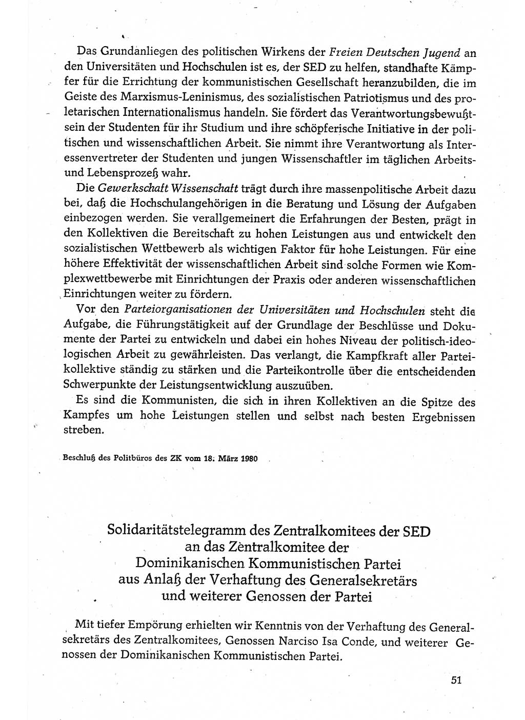 Dokumente der Sozialistischen Einheitspartei Deutschlands (SED) [Deutsche Demokratische Republik (DDR)] 1980-1981, Seite 51 (Dok. SED DDR 1980-1981, S. 51)