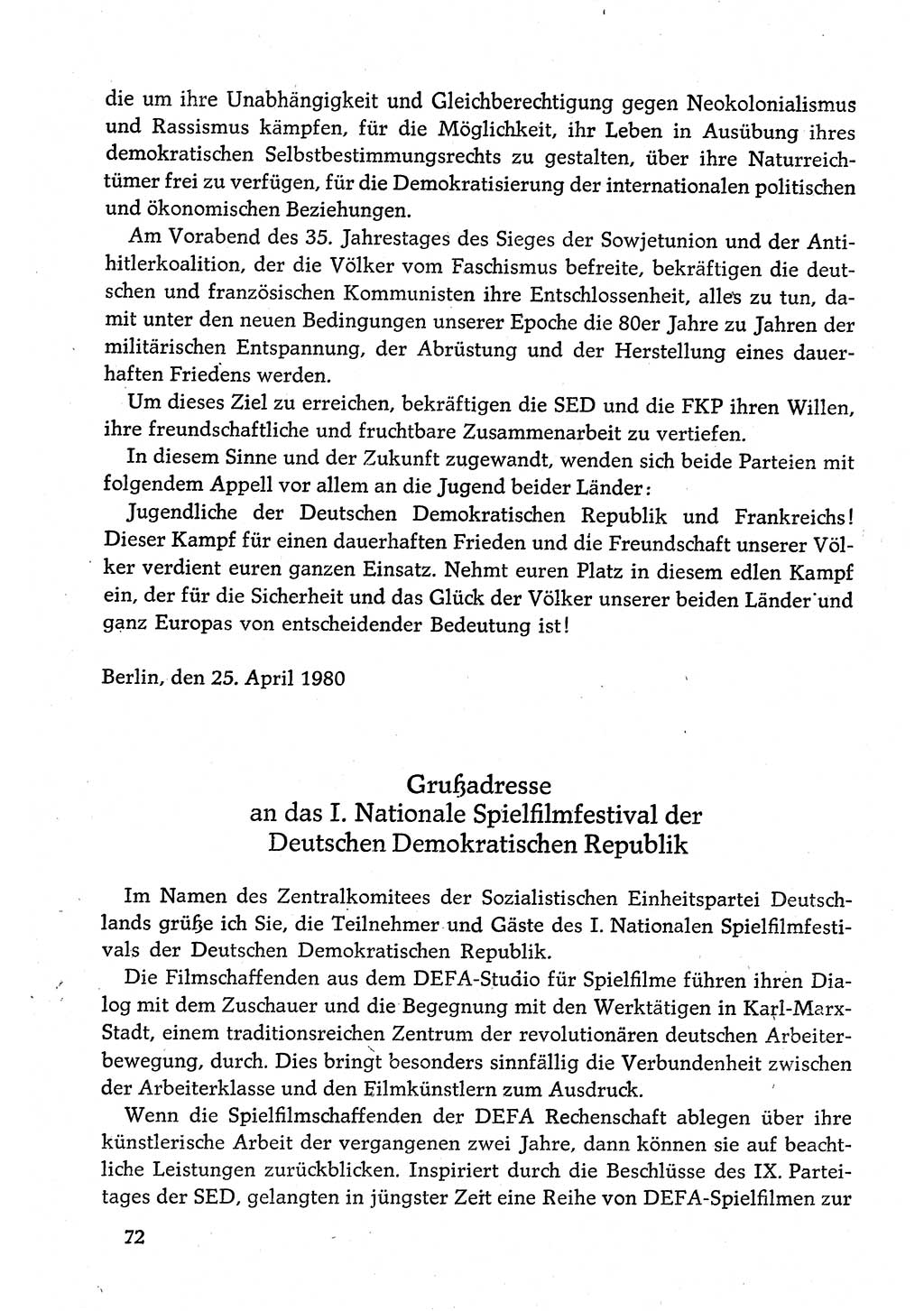 Dokumente der Sozialistischen Einheitspartei Deutschlands (SED) [Deutsche Demokratische Republik (DDR)] 1980-1981, Seite 72 (Dok. SED DDR 1980-1981, S. 72)