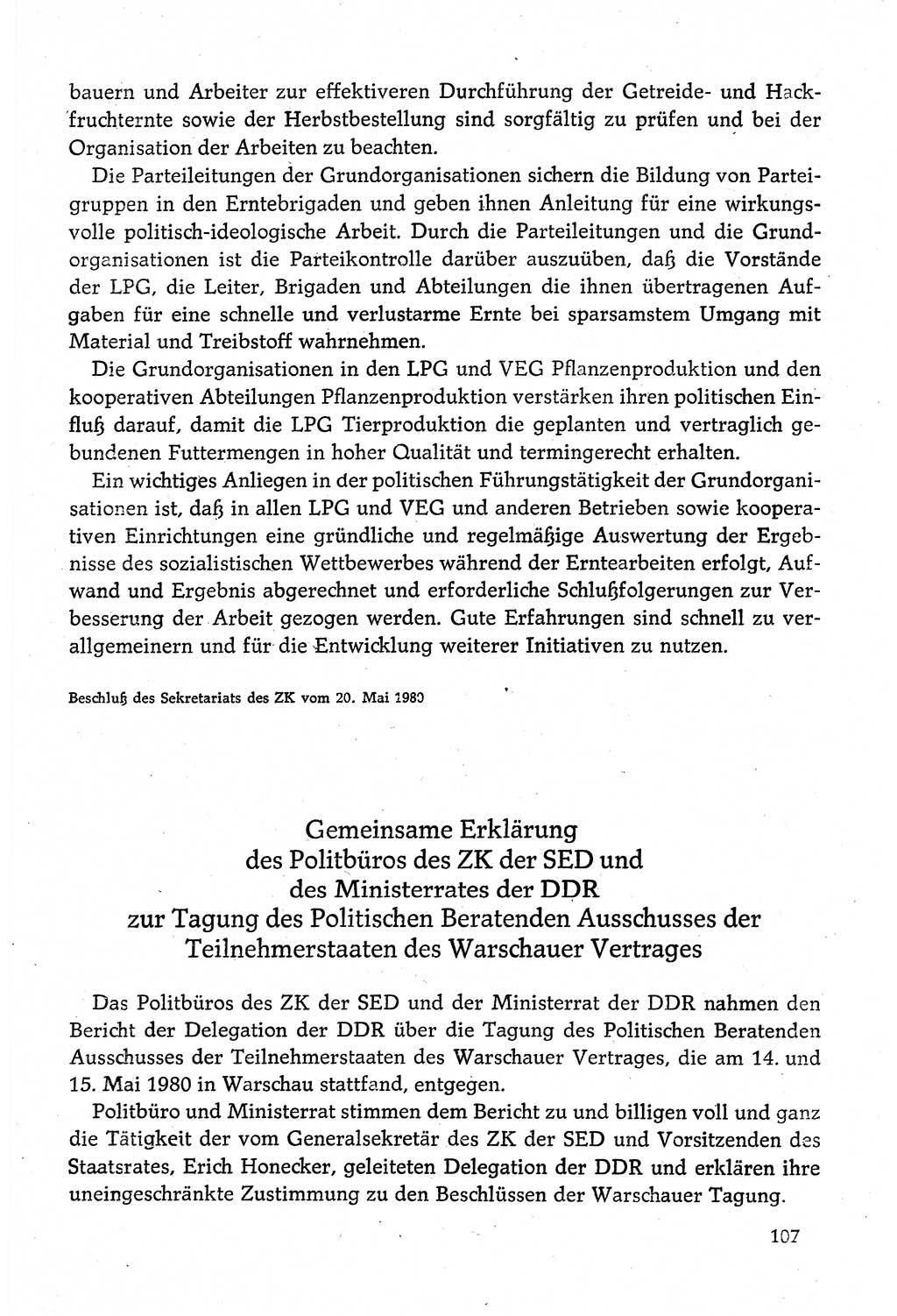 Dokumente der Sozialistischen Einheitspartei Deutschlands (SED) [Deutsche Demokratische Republik (DDR)] 1980-1981, Seite 107 (Dok. SED DDR 1980-1981, S. 107)