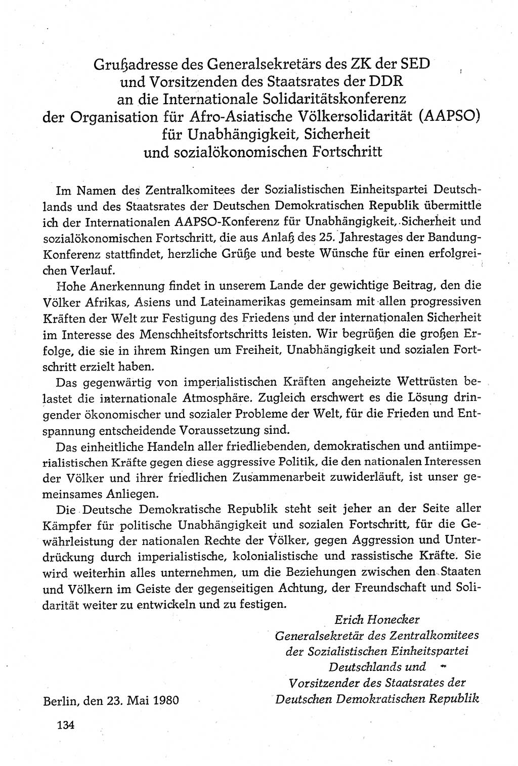 Dokumente der Sozialistischen Einheitspartei Deutschlands (SED) [Deutsche Demokratische Republik (DDR)] 1980-1981, Seite 134 (Dok. SED DDR 1980-1981, S. 134)