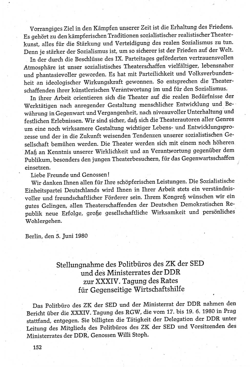 Dokumente der Sozialistischen Einheitspartei Deutschlands (SED) [Deutsche Demokratische Republik (DDR)] 1980-1981, Seite 152 (Dok. SED DDR 1980-1981, S. 152)