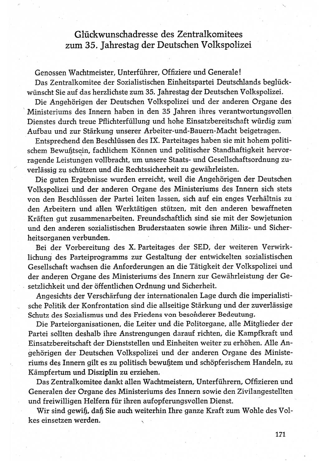 Dokumente der Sozialistischen Einheitspartei Deutschlands (SED) [Deutsche Demokratische Republik (DDR)] 1980-1981, Seite 171 (Dok. SED DDR 1980-1981, S. 171)