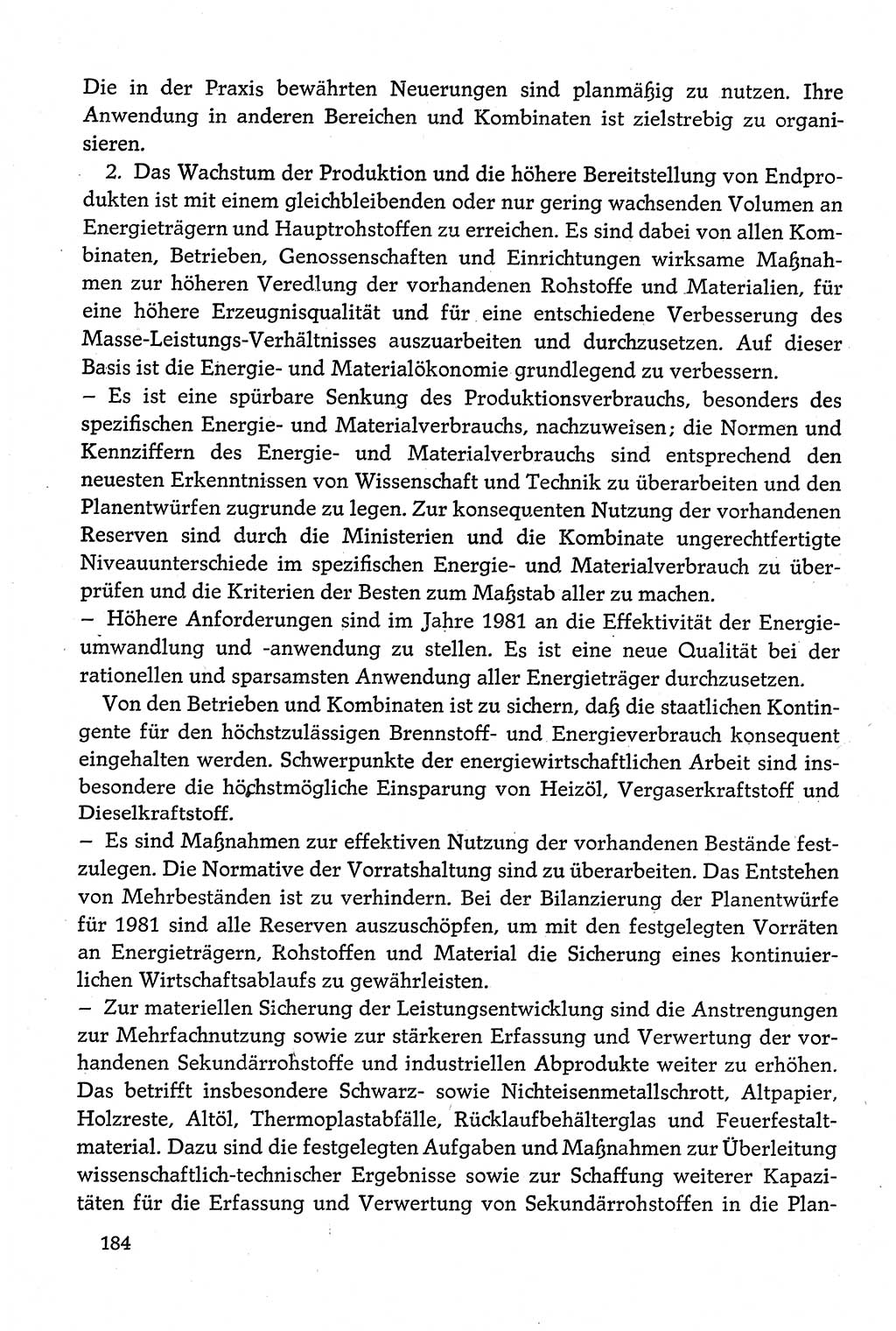 Dokumente der Sozialistischen Einheitspartei Deutschlands (SED) [Deutsche Demokratische Republik (DDR)] 1980-1981, Seite 184 (Dok. SED DDR 1980-1981, S. 184)