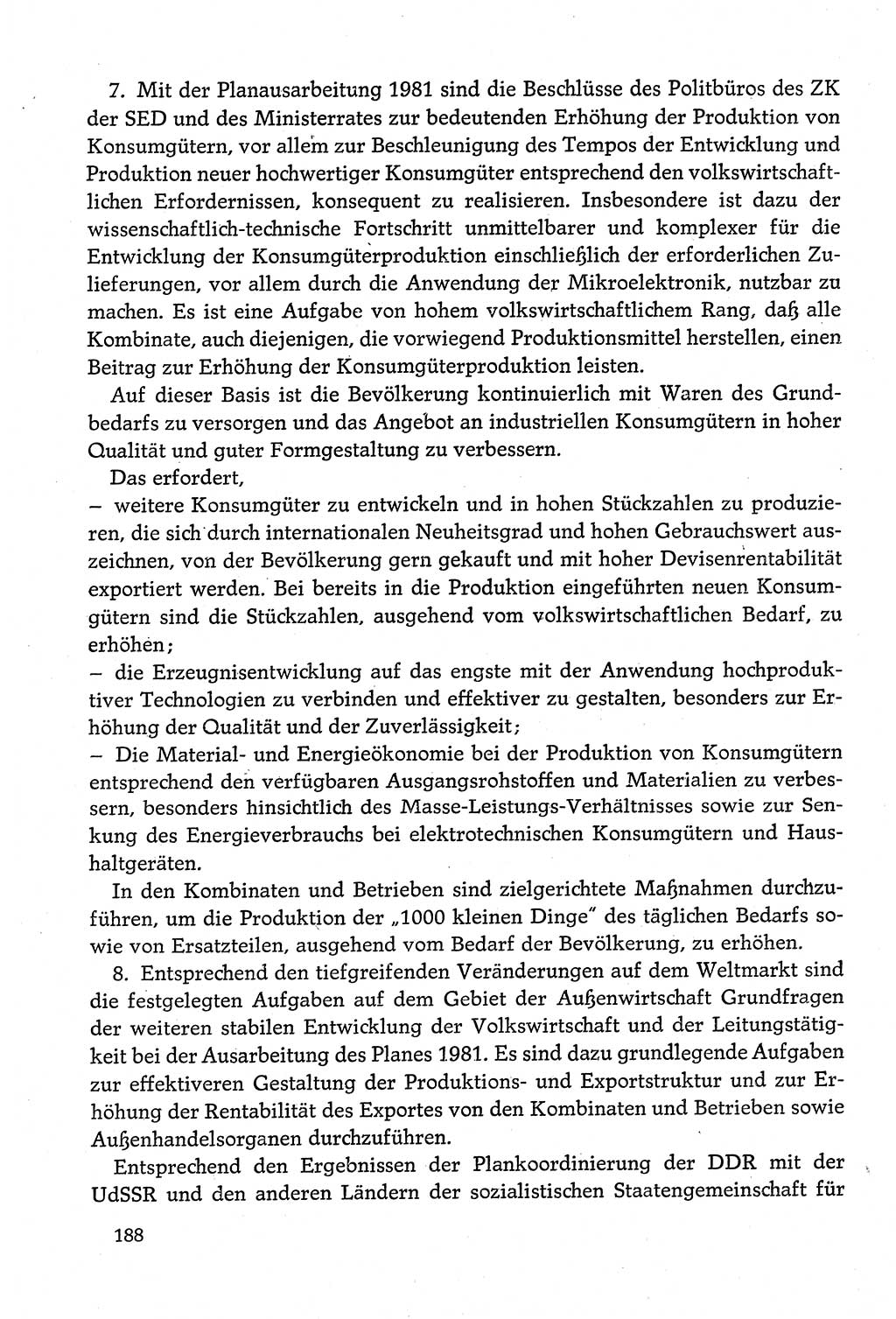 Dokumente der Sozialistischen Einheitspartei Deutschlands (SED) [Deutsche Demokratische Republik (DDR)] 1980-1981, Seite 188 (Dok. SED DDR 1980-1981, S. 188)