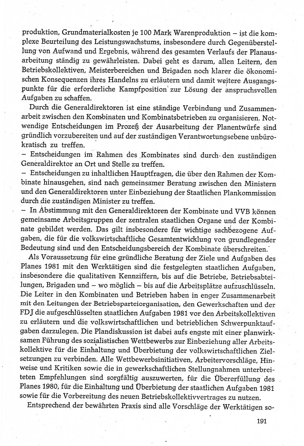 Dokumente der Sozialistischen Einheitspartei Deutschlands (SED) [Deutsche Demokratische Republik (DDR)] 1980-1981, Seite 191 (Dok. SED DDR 1980-1981, S. 191)