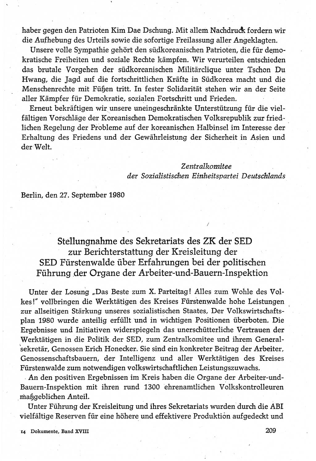 Dokumente der Sozialistischen Einheitspartei Deutschlands (SED) [Deutsche Demokratische Republik (DDR)] 1980-1981, Seite 209 (Dok. SED DDR 1980-1981, S. 209)