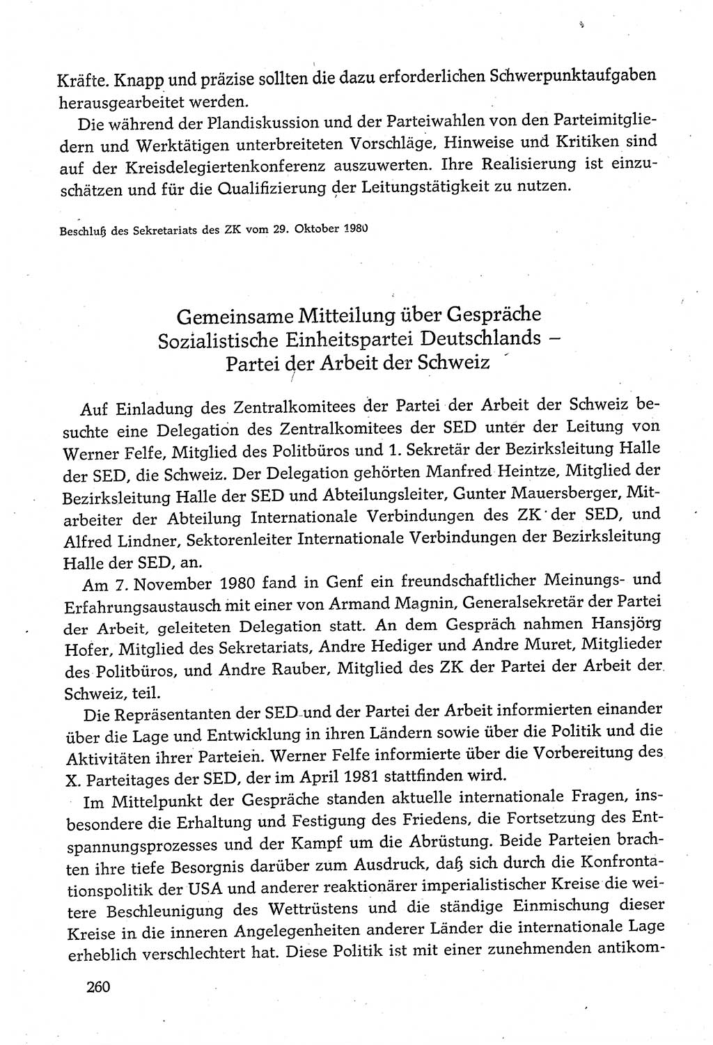 Dokumente der Sozialistischen Einheitspartei Deutschlands (SED) [Deutsche Demokratische Republik (DDR)] 1980-1981, Seite 260 (Dok. SED DDR 1980-1981, S. 260)
