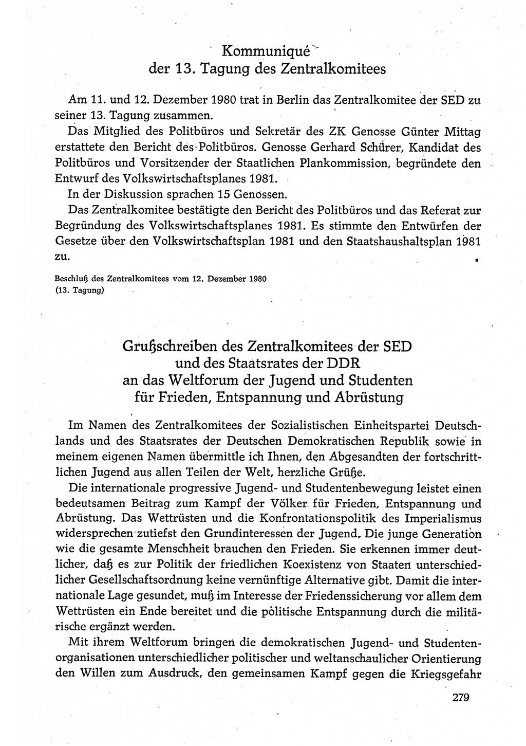 Dokumente der Sozialistischen Einheitspartei Deutschlands (SED) [Deutsche Demokratische Republik (DDR)] 1980-1981, Seite 279 (Dok. SED DDR 1980-1981, S. 279)