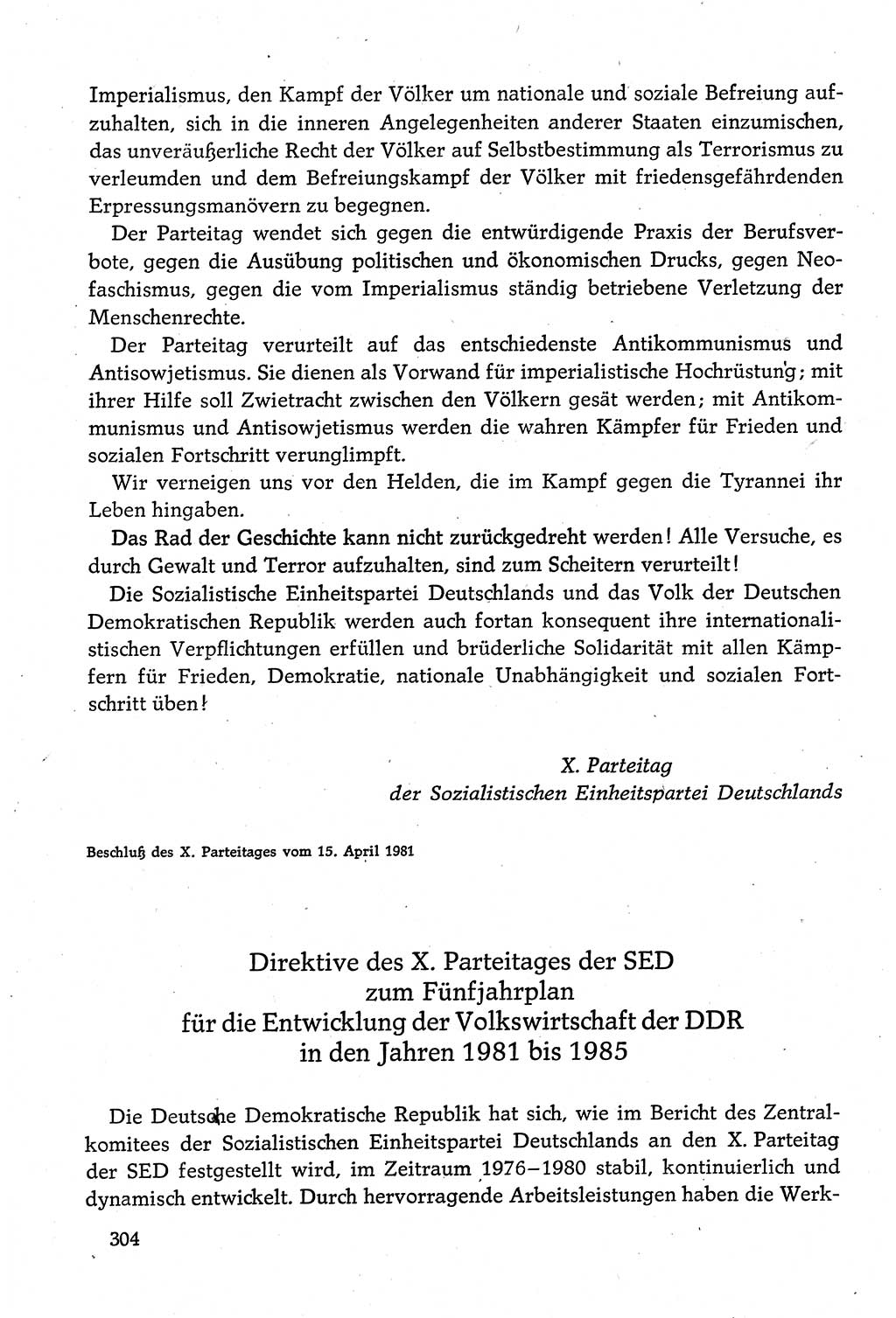 Dokumente der Sozialistischen Einheitspartei Deutschlands (SED) [Deutsche Demokratische Republik (DDR)] 1980-1981, Seite 304 (Dok. SED DDR 1980-1981, S. 304)
