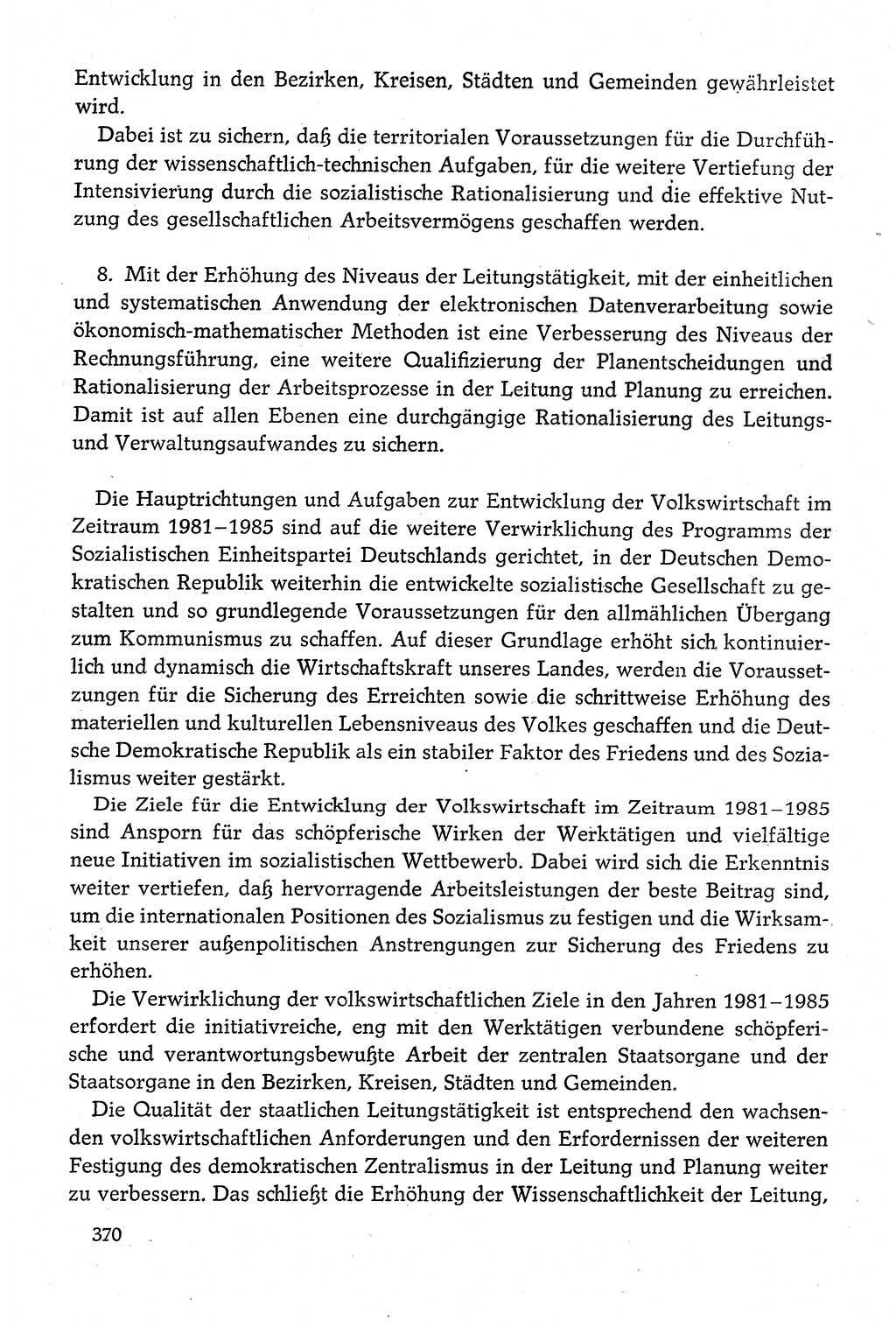 Dokumente der Sozialistischen Einheitspartei Deutschlands (SED) [Deutsche Demokratische Republik (DDR)] 1980-1981, Seite 370 (Dok. SED DDR 1980-1981, S. 370)