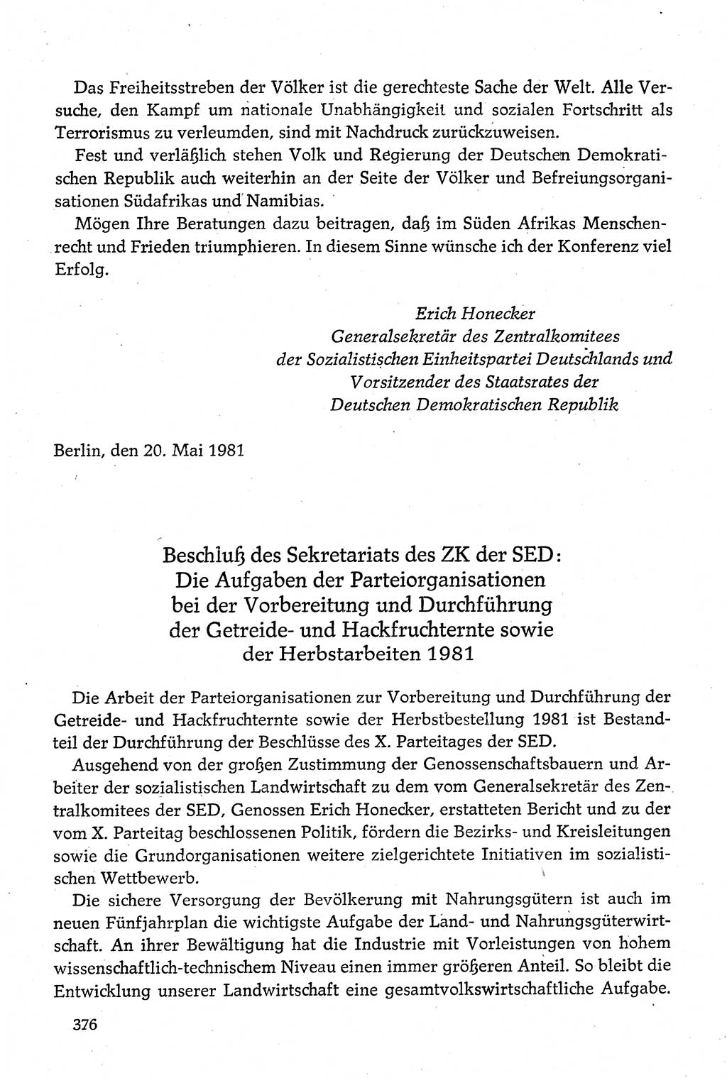 Dokumente der Sozialistischen Einheitspartei Deutschlands (SED) [Deutsche Demokratische Republik (DDR)] 1980-1981, Seite 376 (Dok. SED DDR 1980-1981, S. 376)