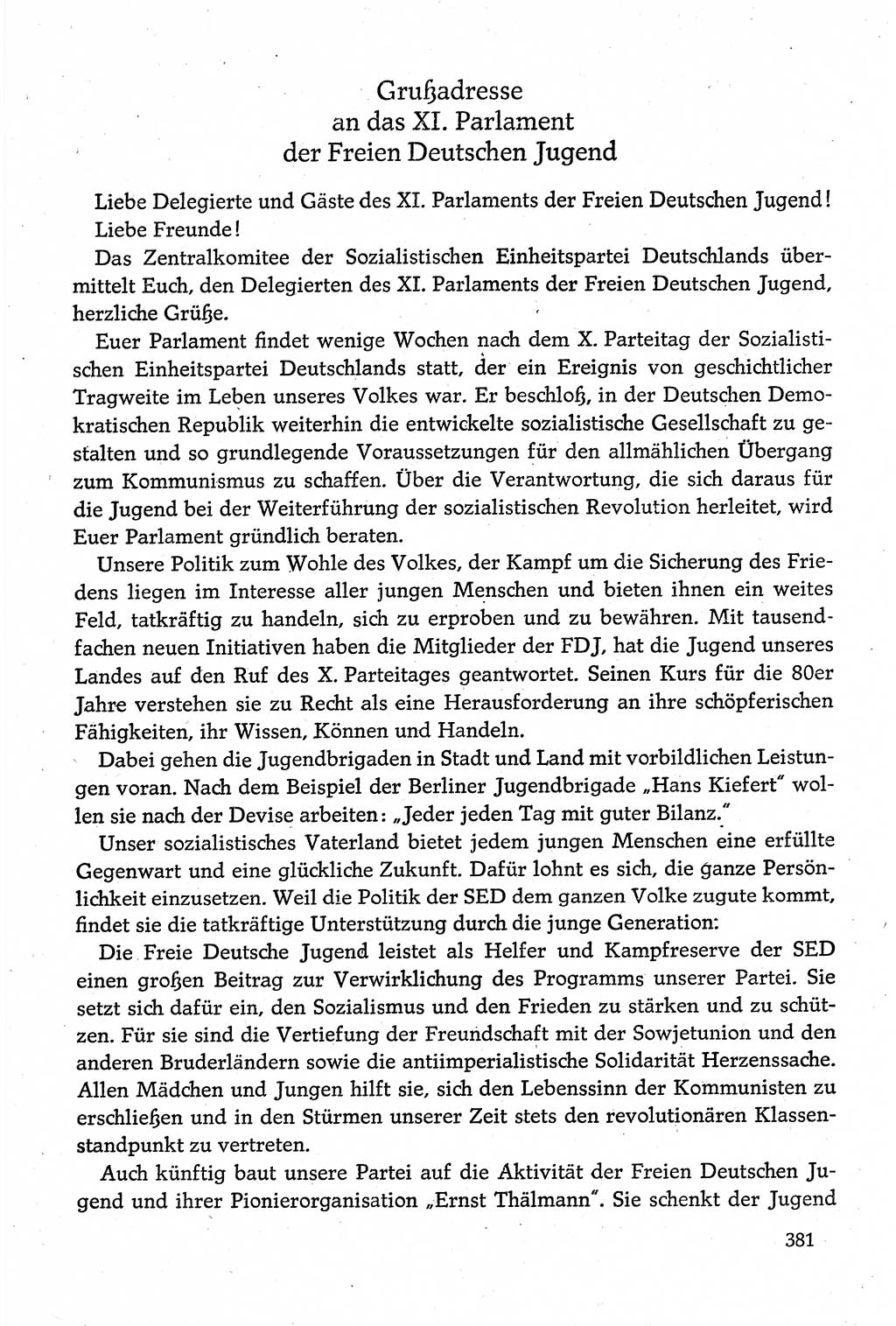 Dokumente der Sozialistischen Einheitspartei Deutschlands (SED) [Deutsche Demokratische Republik (DDR)] 1980-1981, Seite 381 (Dok. SED DDR 1980-1981, S. 381)