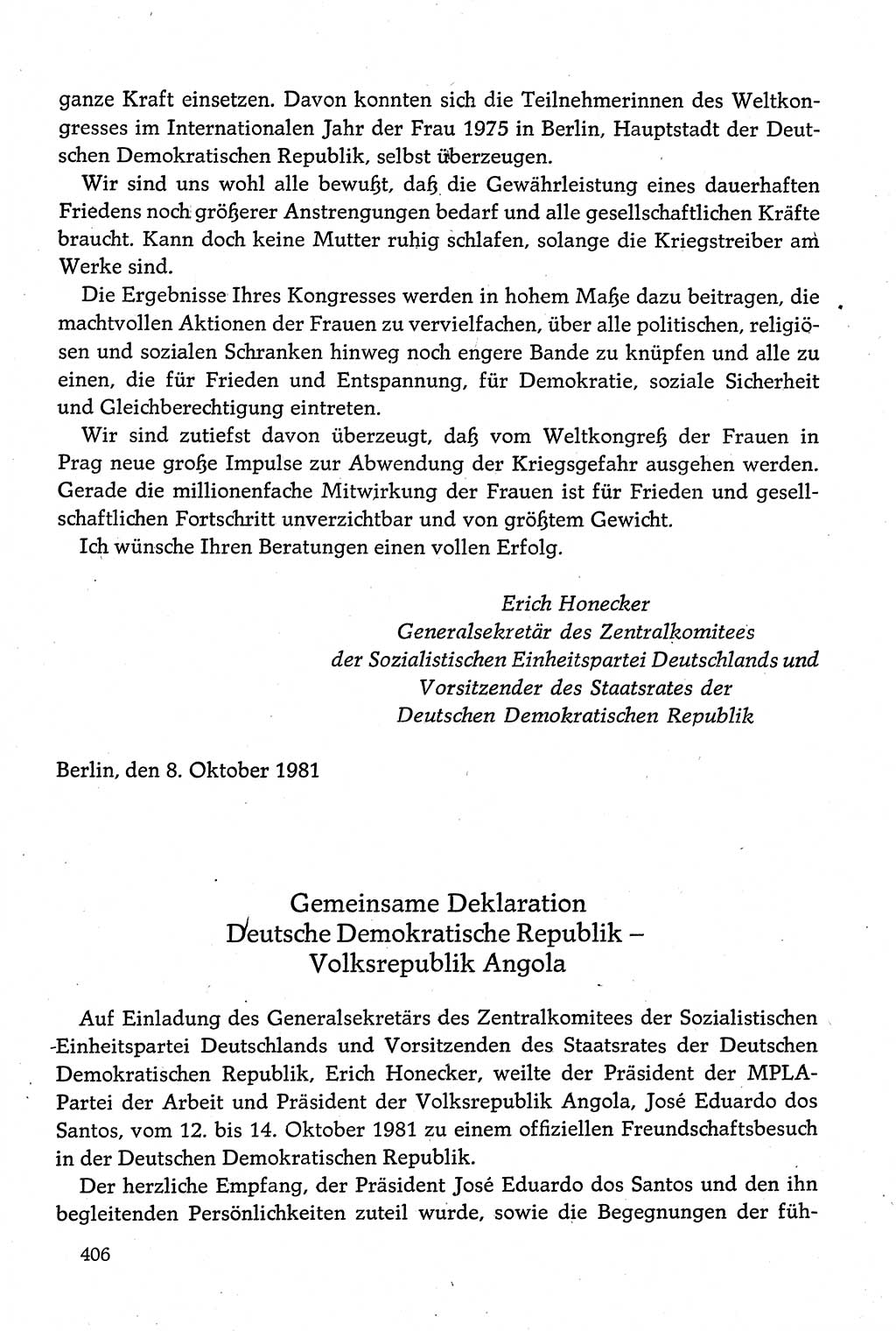 Dokumente der Sozialistischen Einheitspartei Deutschlands (SED) [Deutsche Demokratische Republik (DDR)] 1980-1981, Seite 406 (Dok. SED DDR 1980-1981, S. 406)