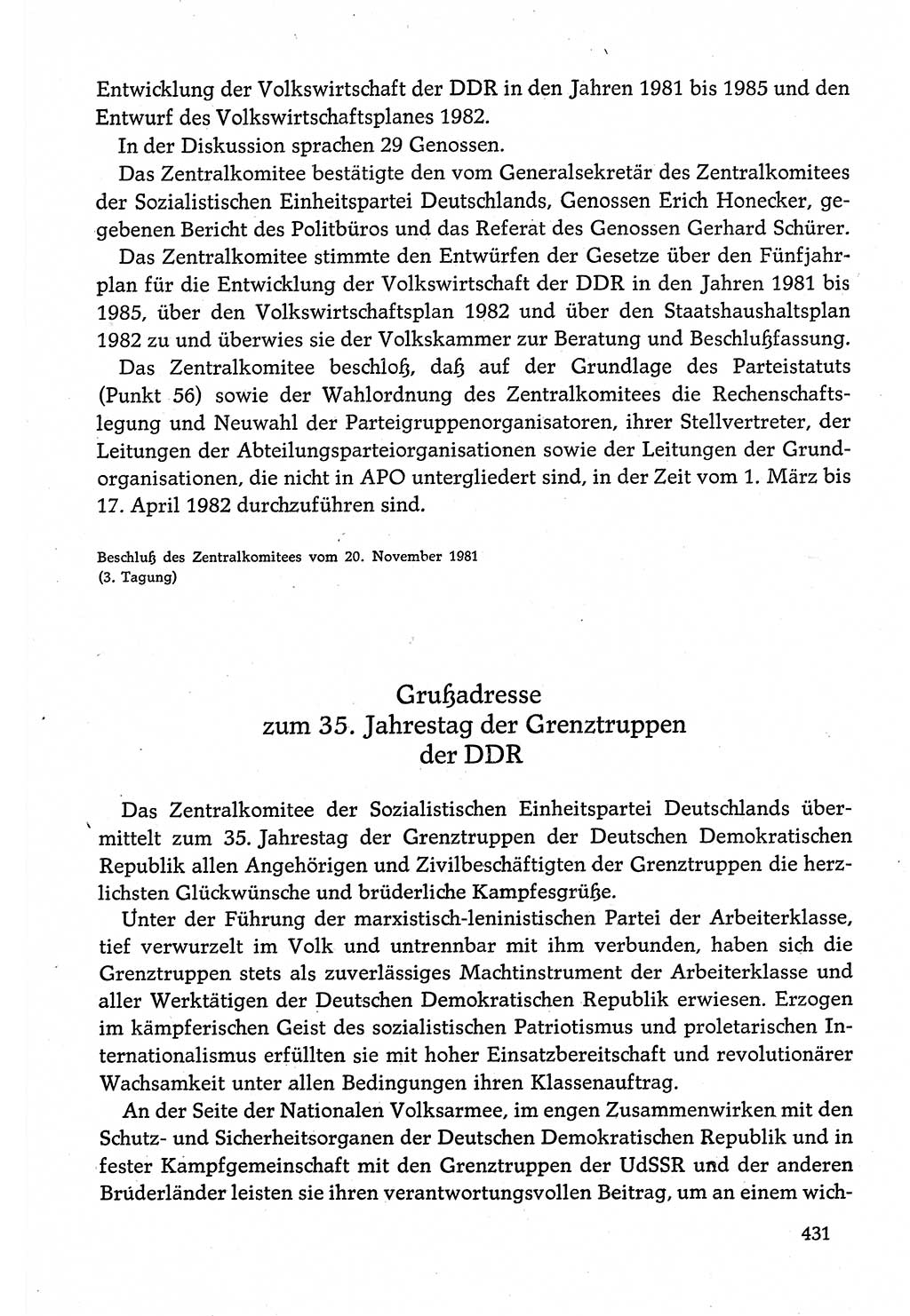 Dokumente der Sozialistischen Einheitspartei Deutschlands (SED) [Deutsche Demokratische Republik (DDR)] 1980-1981, Seite 431 (Dok. SED DDR 1980-1981, S. 431)