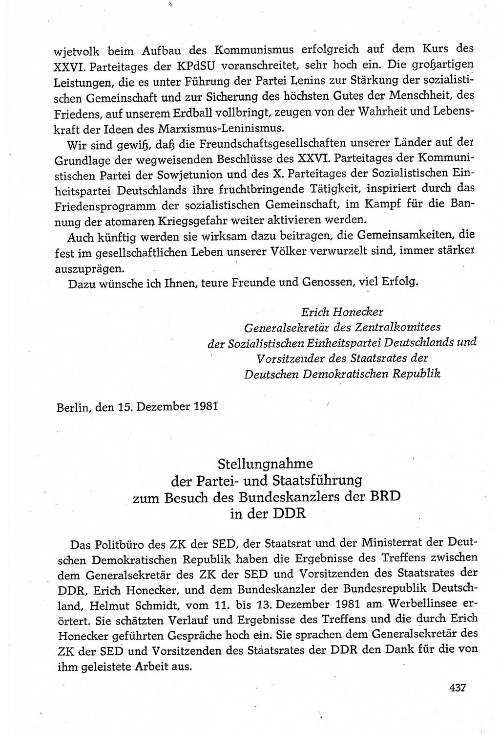 Dokumente der Sozialistischen Einheitspartei Deutschlands (SED) [Deutsche Demokratische Republik (DDR)] 1980-1981, Seite 437 (Dok. SED DDR 1980-1981, S. 437)
