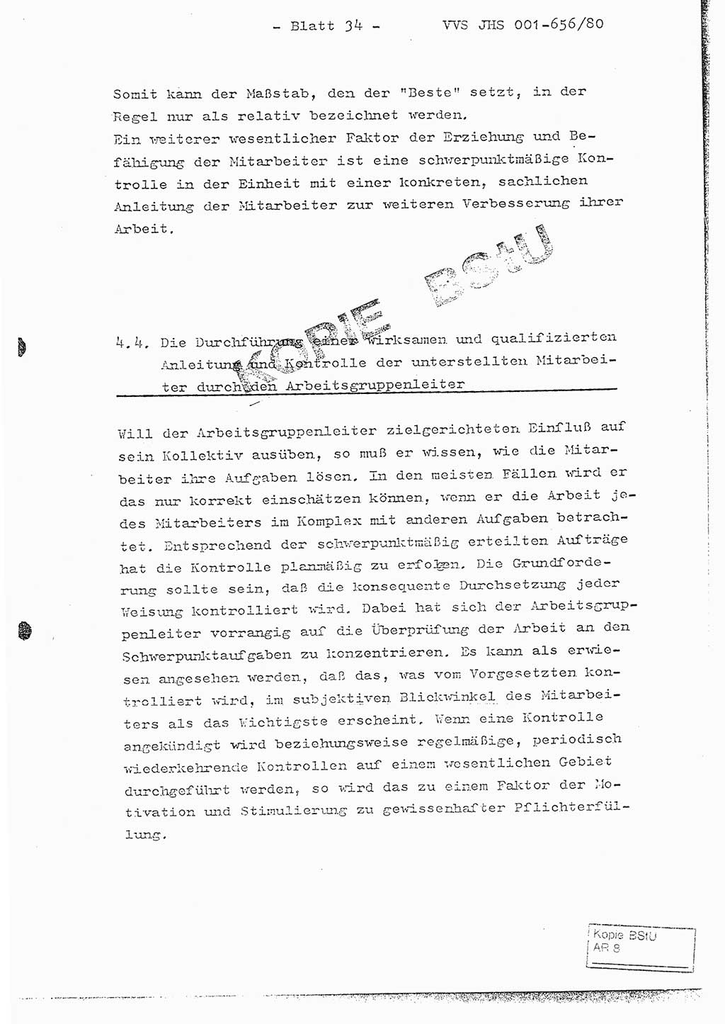 Fachschulabschlußarbeit Unterleutnant Christian Kätzel (Abt. ⅩⅣ), Ministerium für Staatssicherheit (MfS) [Deutsche Demokratische Republik (DDR)], Juristische Hochschule (JHS), Vertrauliche Verschlußsache (VVS) 001-656/80, Potsdam 1980, Blatt 34 (FS-Abschl.-Arb. MfS DDR JHS VVS 001-656/80 1980, Bl. 34)