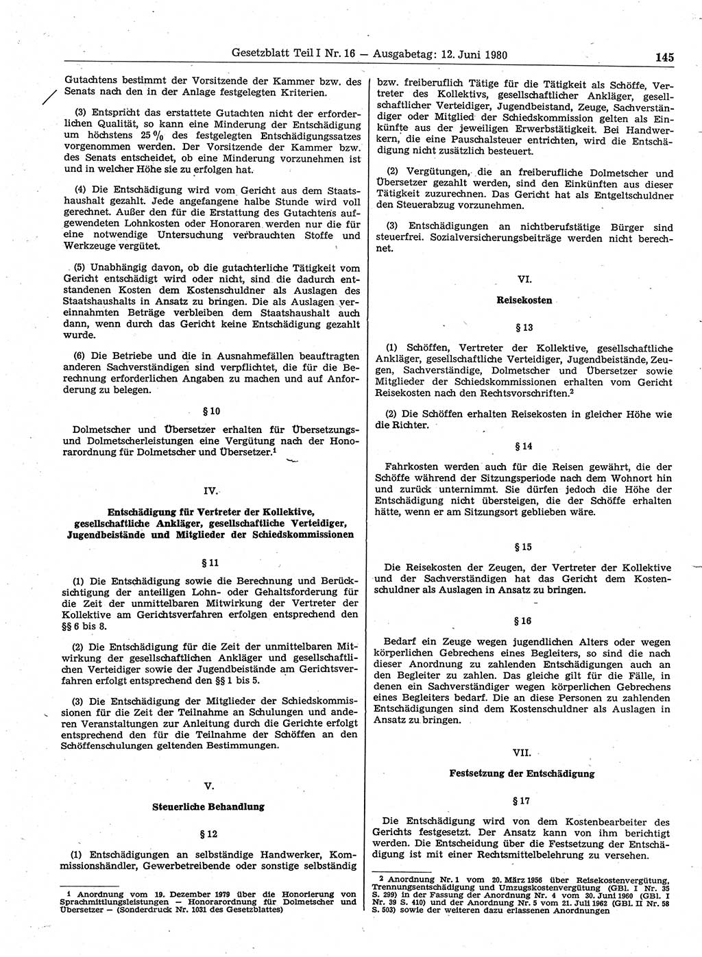 Gesetzblatt (GBl.) der Deutschen Demokratischen Republik (DDR) Teil Ⅰ 1980, Seite 145 (GBl. DDR Ⅰ 1980, S. 145)
