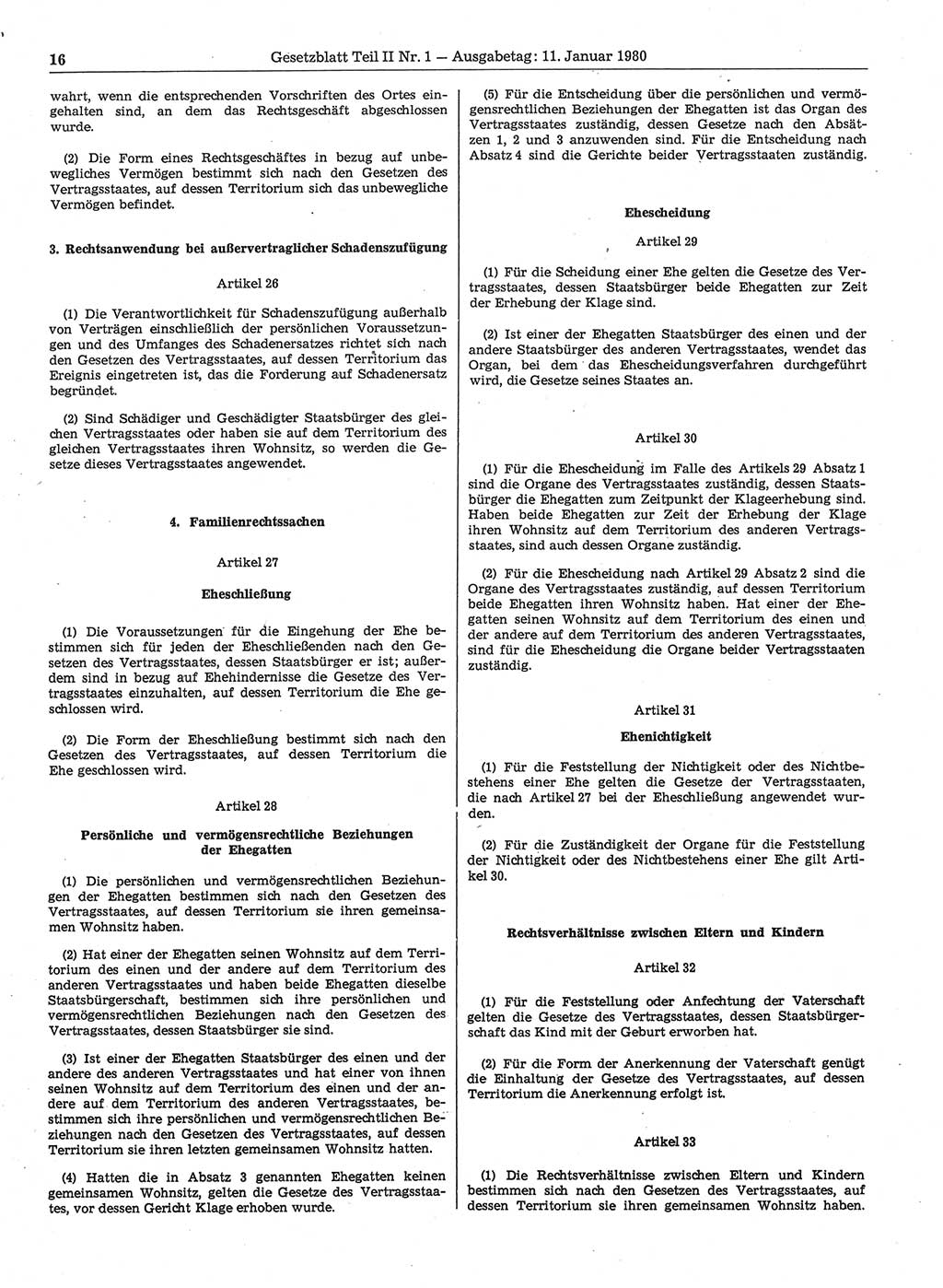 Gesetzblatt (GBl.) der Deutschen Demokratischen Republik (DDR) Teil â… â… 1980, Seite 16 (GBl. DDR â… â… 1980, S. 16)