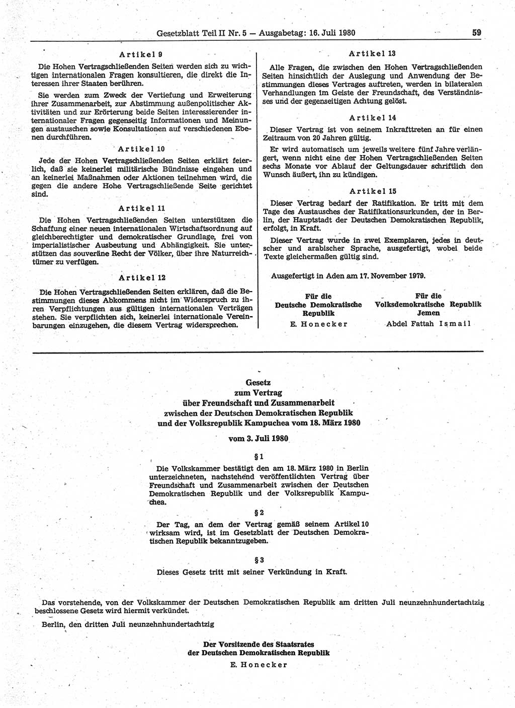 Gesetzblatt (GBl.) der Deutschen Demokratischen Republik (DDR) Teil ⅠⅠ 1980, Seite 59 (GBl. DDR ⅠⅠ 1980, S. 59)