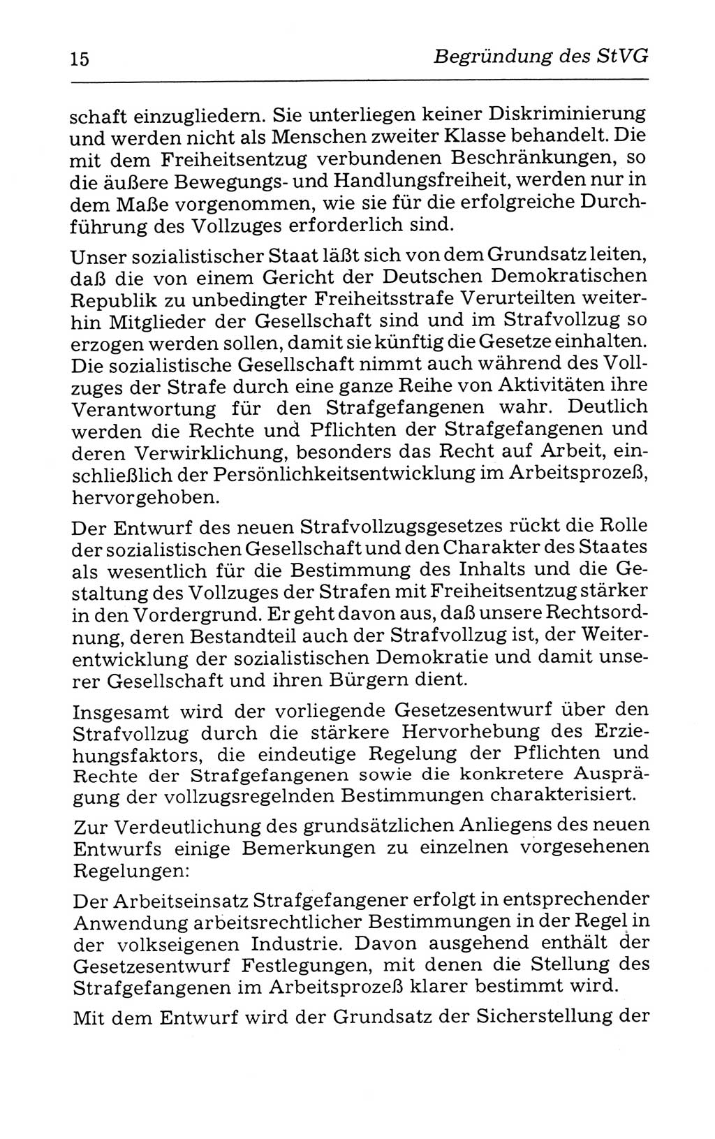Kommentar zum Strafvollzugsgesetz [(StVG) Deutsche Demokratische Republik (DDR)] 1980, Seite 15 (Komm. StVG DDR 1980, S. 15)