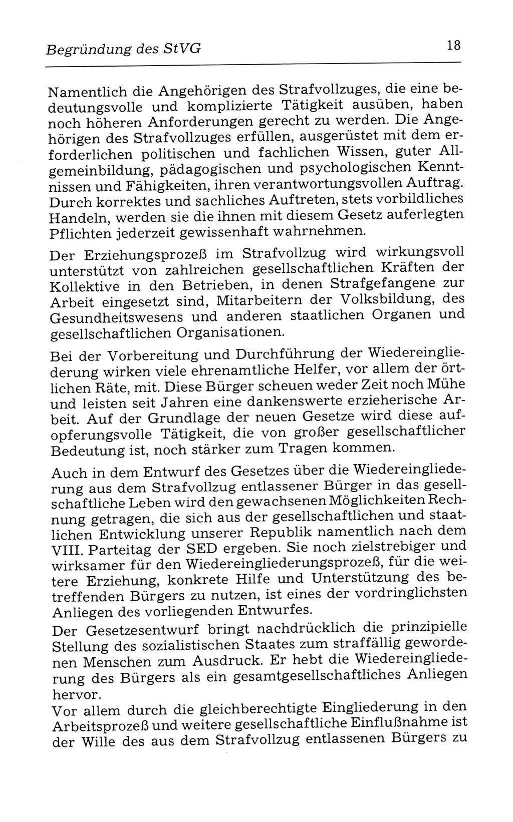 Kommentar zum Strafvollzugsgesetz [(StVG) Deutsche Demokratische Republik (DDR)] 1980, Seite 18 (Komm. StVG DDR 1980, S. 18)