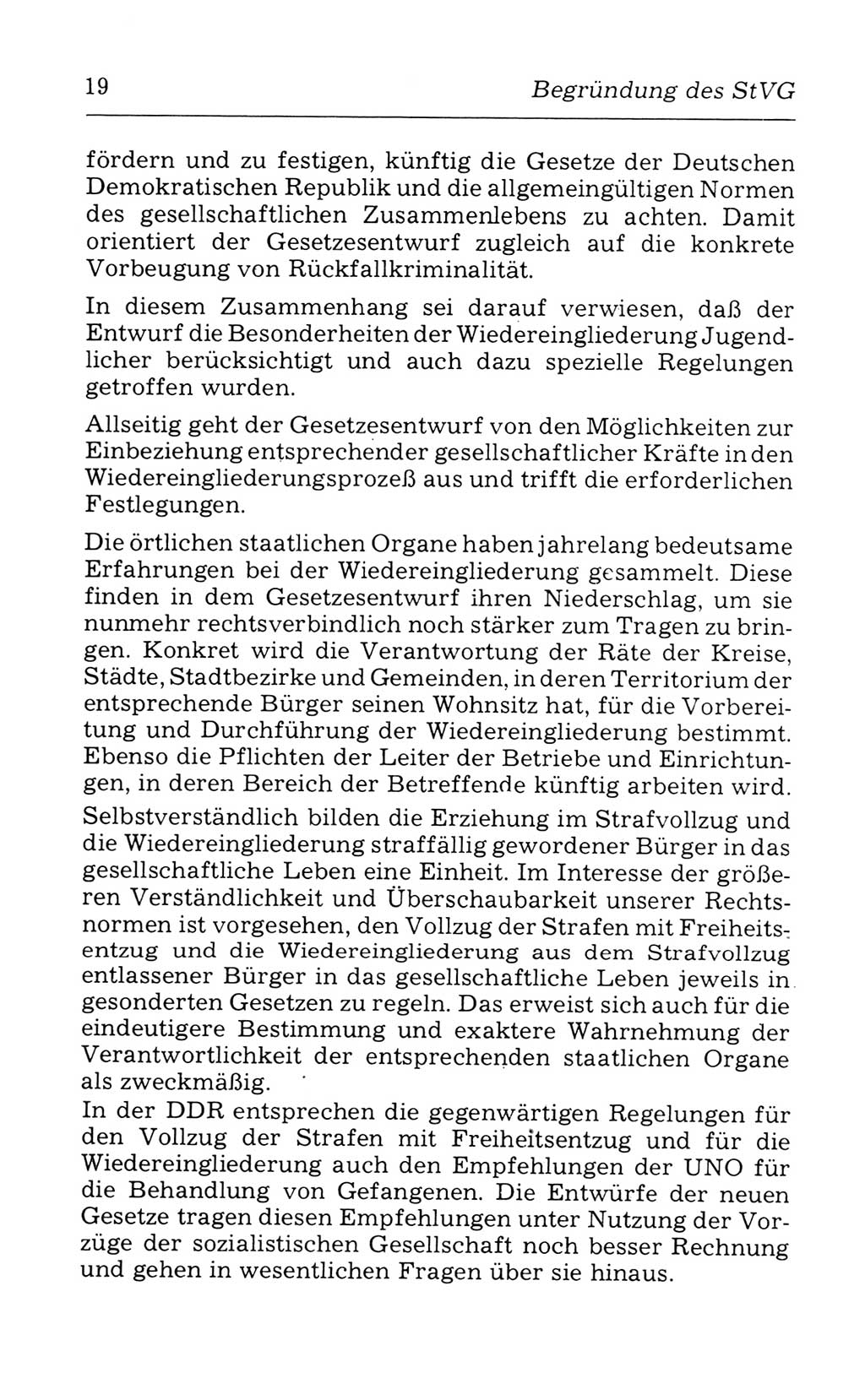 Kommentar zum Strafvollzugsgesetz [(StVG) Deutsche Demokratische Republik (DDR)] 1980, Seite 19 (Komm. StVG DDR 1980, S. 19)