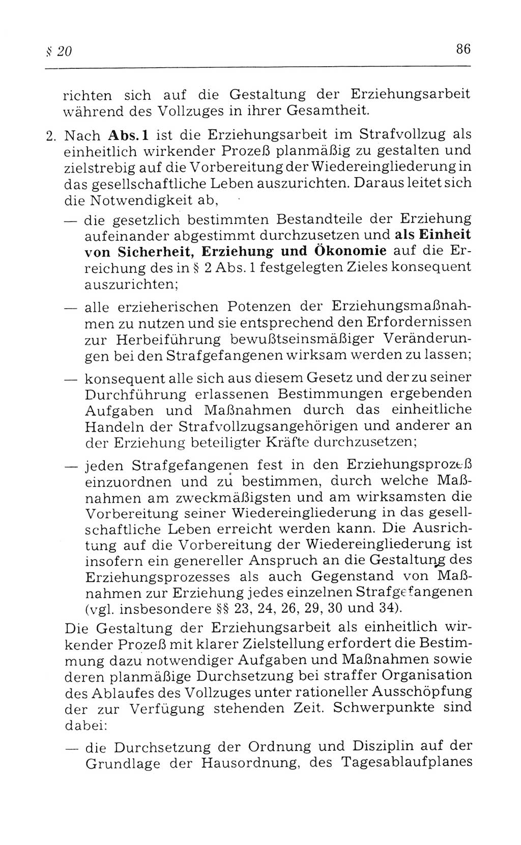 Kommentar zum Strafvollzugsgesetz [(StVG) Deutsche Demokratische Republik (DDR)] 1980, Seite 86 (Komm. StVG DDR 1980, S. 86)