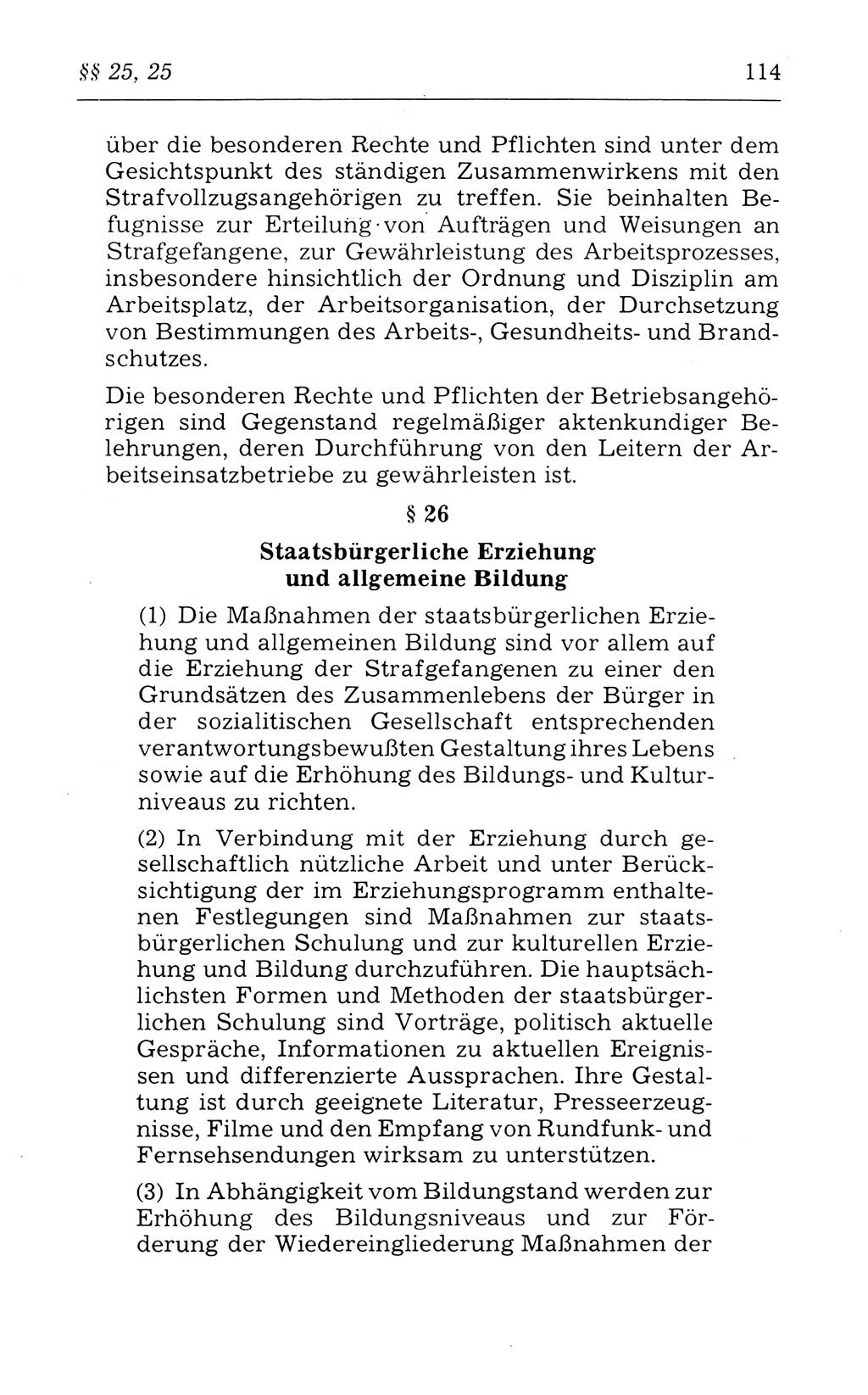 Kommentar zum Strafvollzugsgesetz [(StVG) Deutsche Demokratische Republik (DDR)] 1980, Seite 114 (Komm. StVG DDR 1980, S. 114)