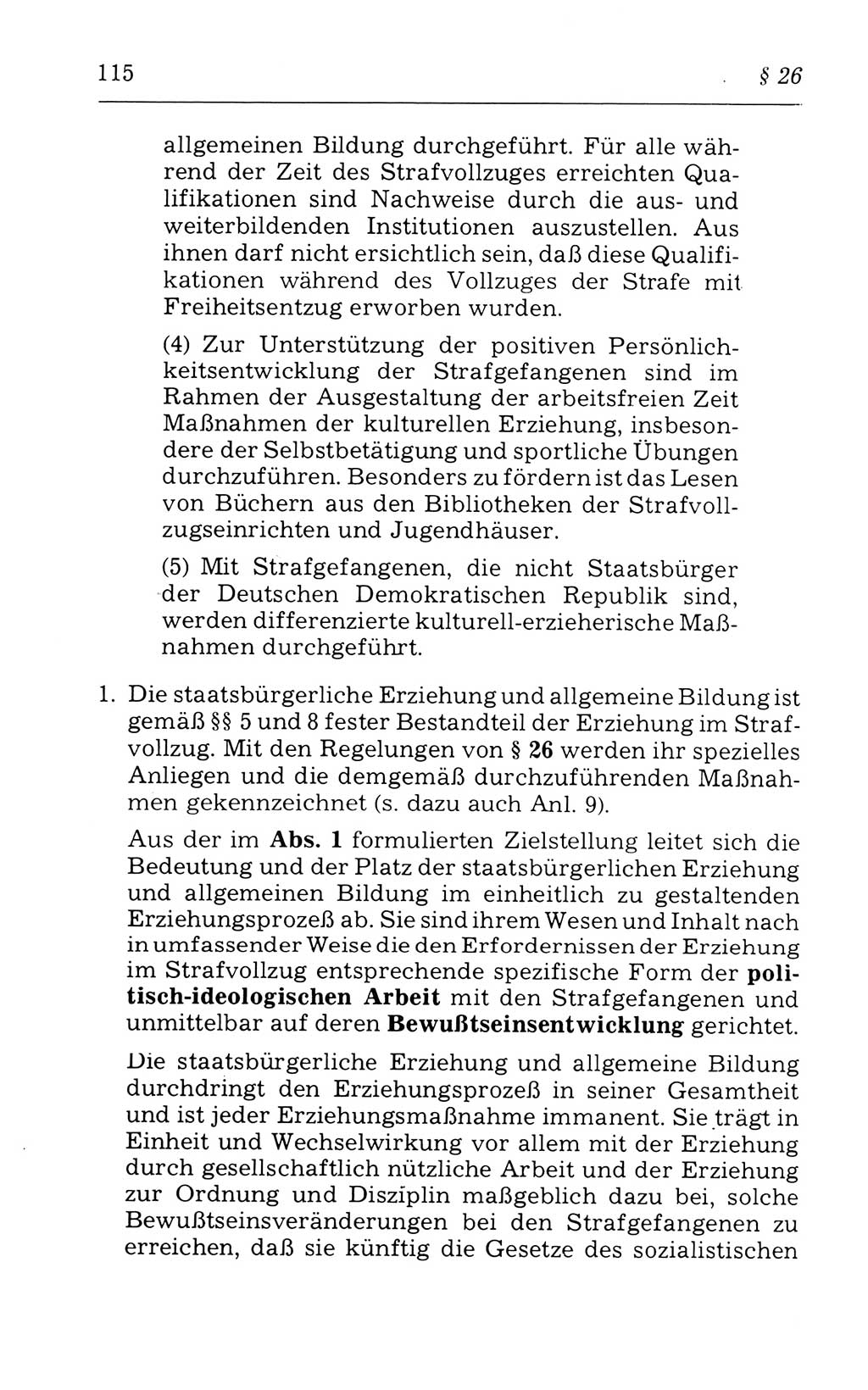 Kommentar zum Strafvollzugsgesetz [(StVG) Deutsche Demokratische Republik (DDR)] 1980, Seite 115 (Komm. StVG DDR 1980, S. 115)