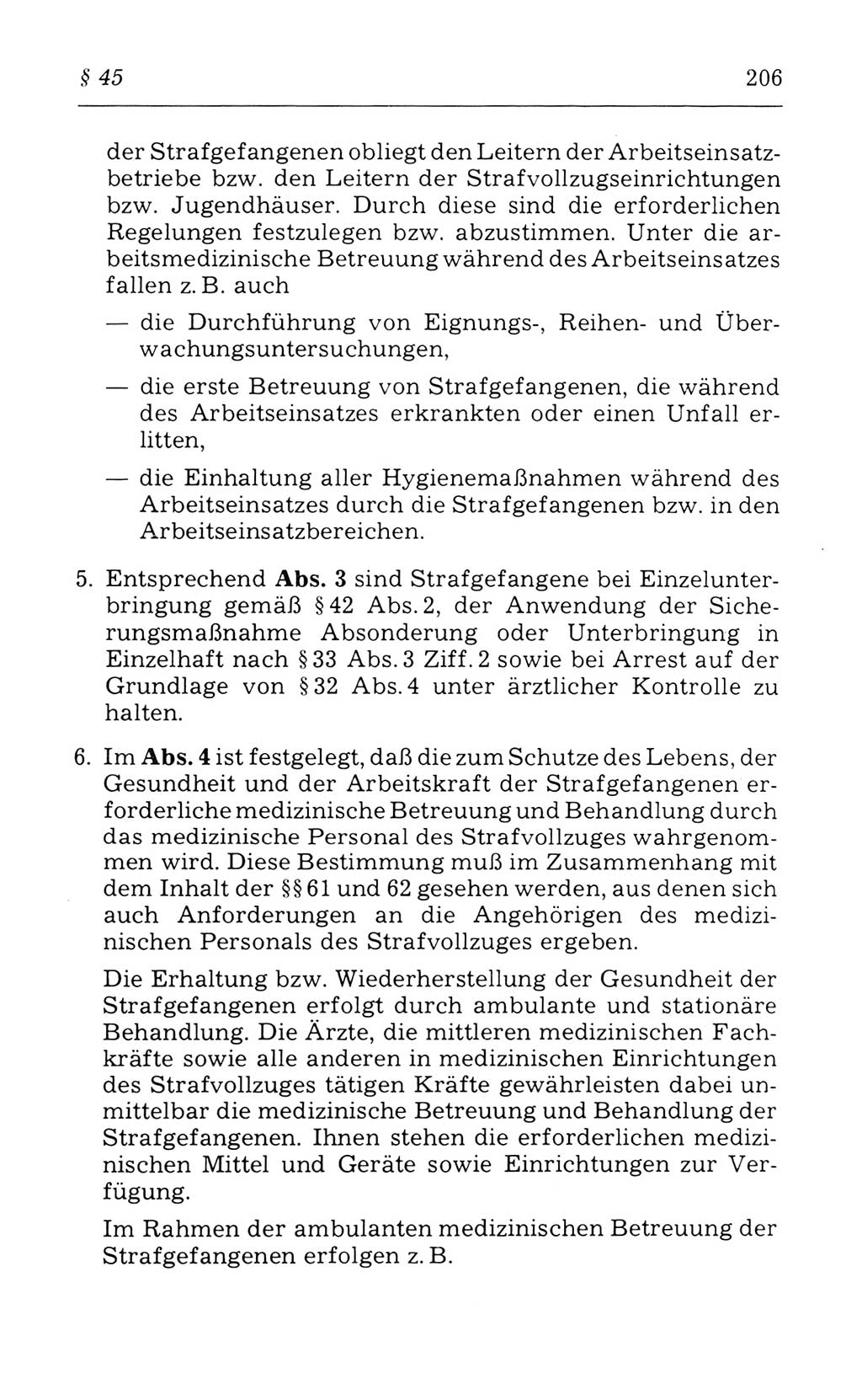 Kommentar zum Strafvollzugsgesetz [(StVG) Deutsche Demokratische Republik (DDR)] 1980, Seite 206 (Komm. StVG DDR 1980, S. 206)